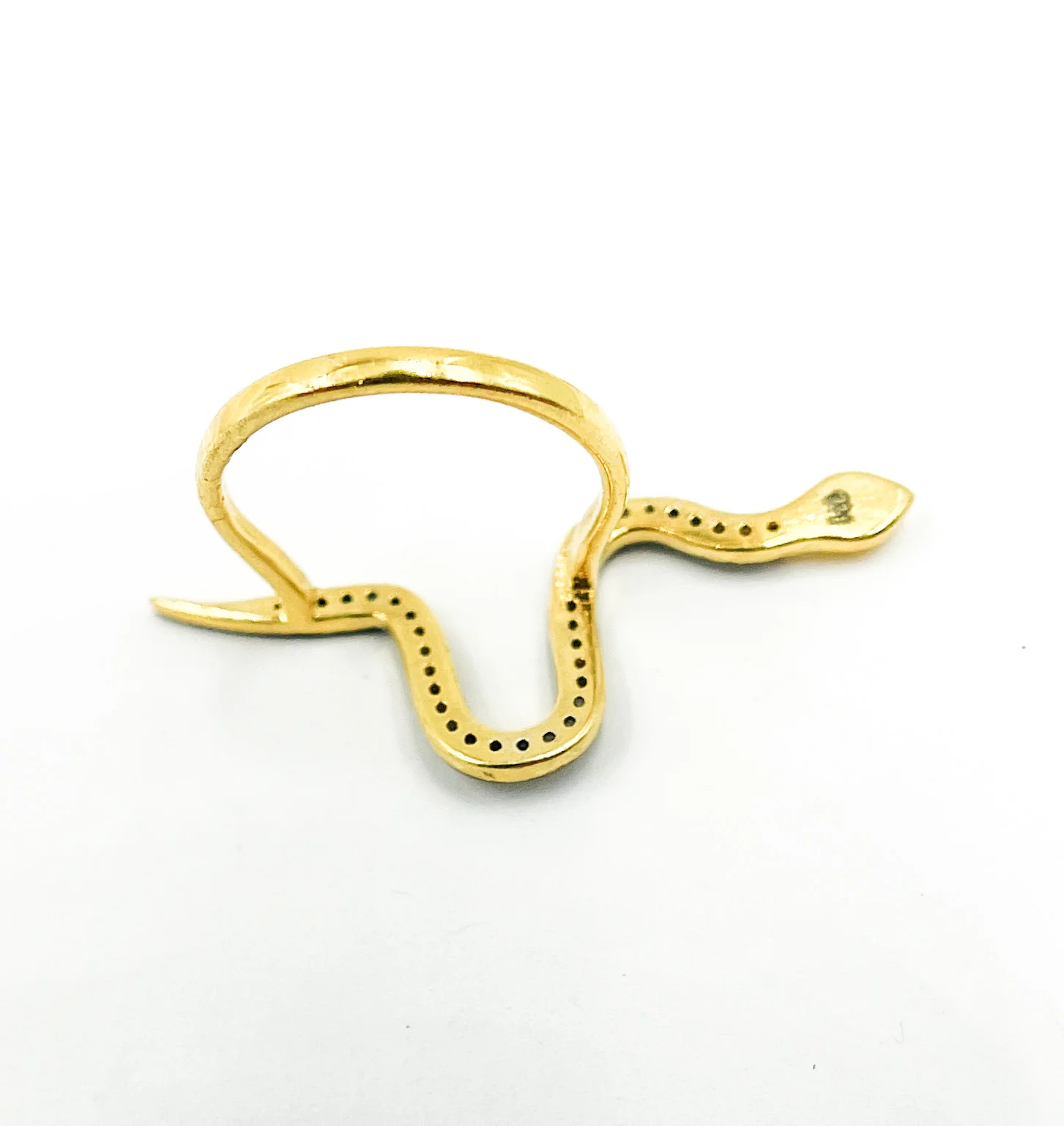 DR014. Diamond Sterling Silver Snake Ring - Image 5