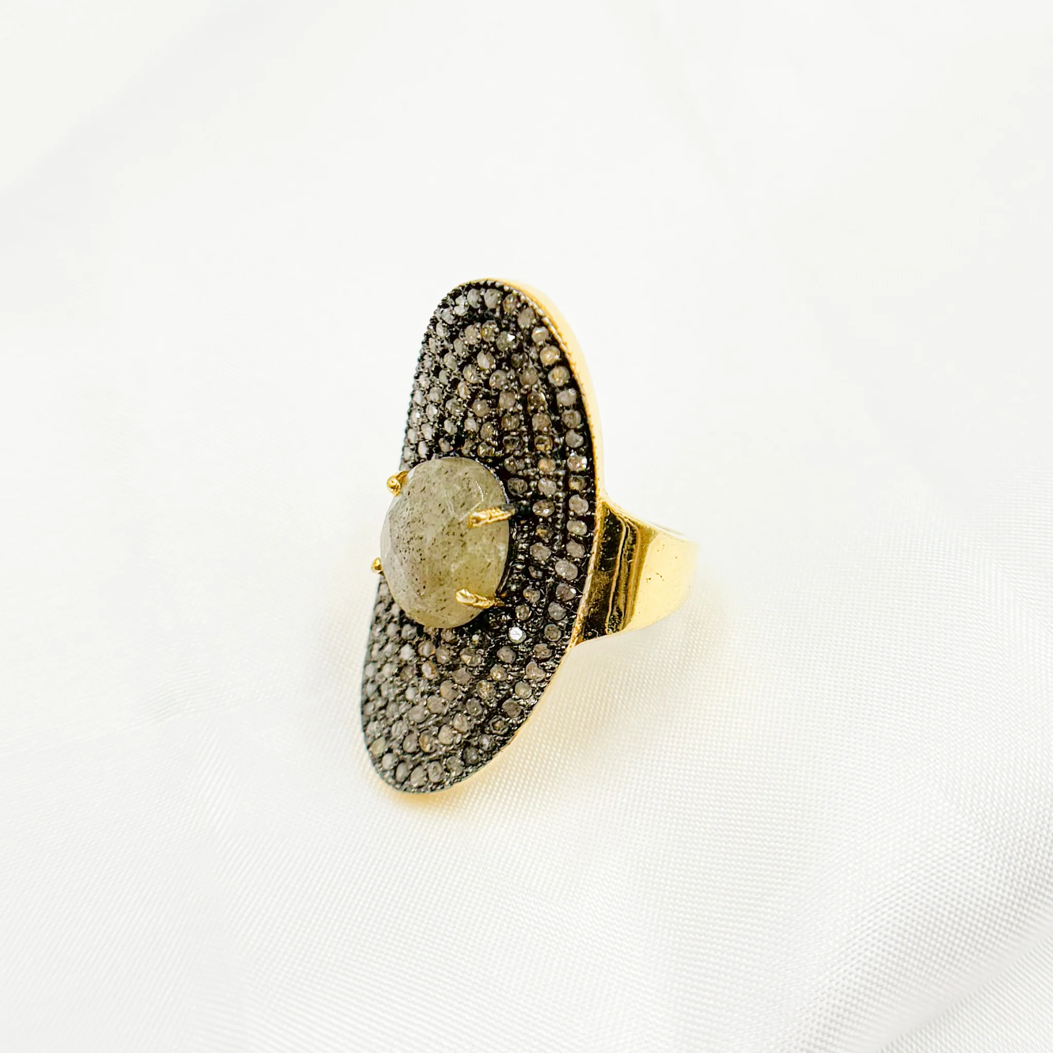 DR13. Diamond Sterling Silver Statement Ring with Gemstone - Image 7
