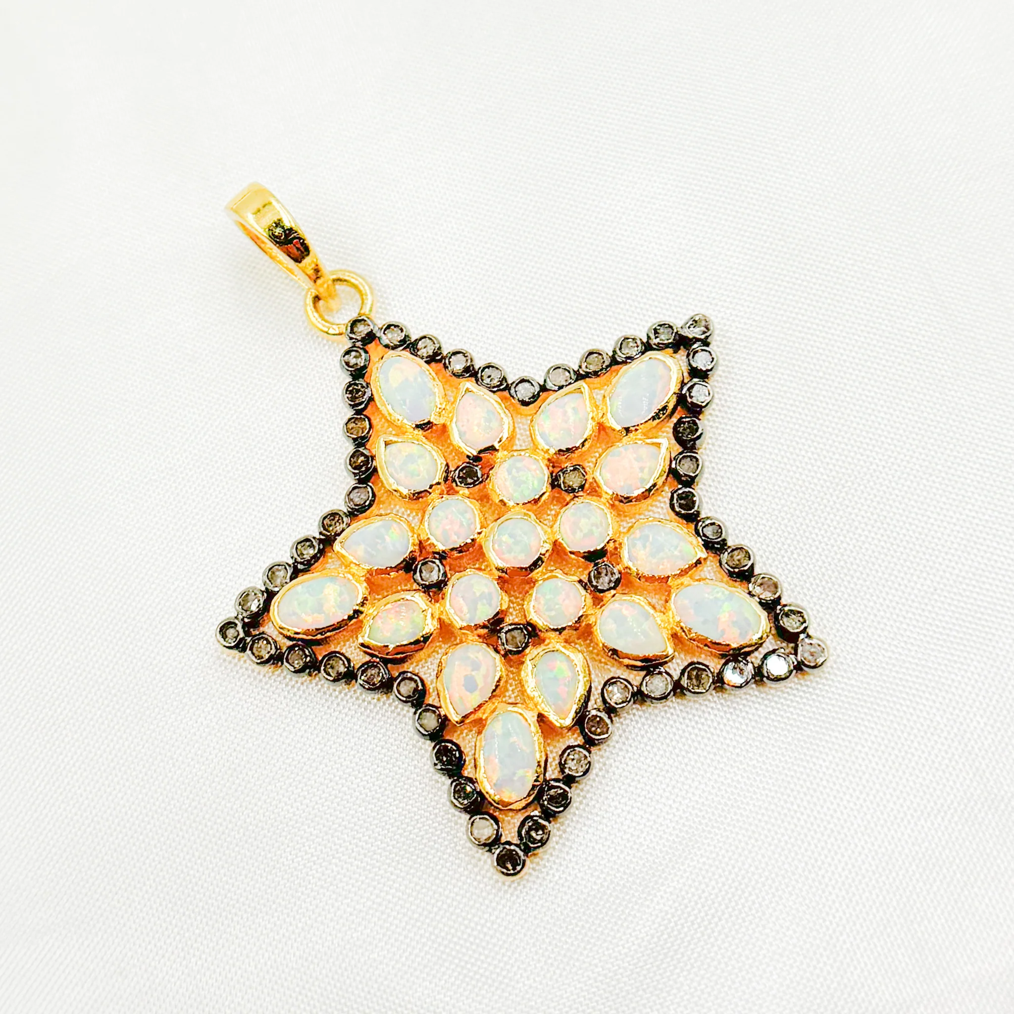 DSP030. Diamond Silver Star Gemstone Pendant - Image 3