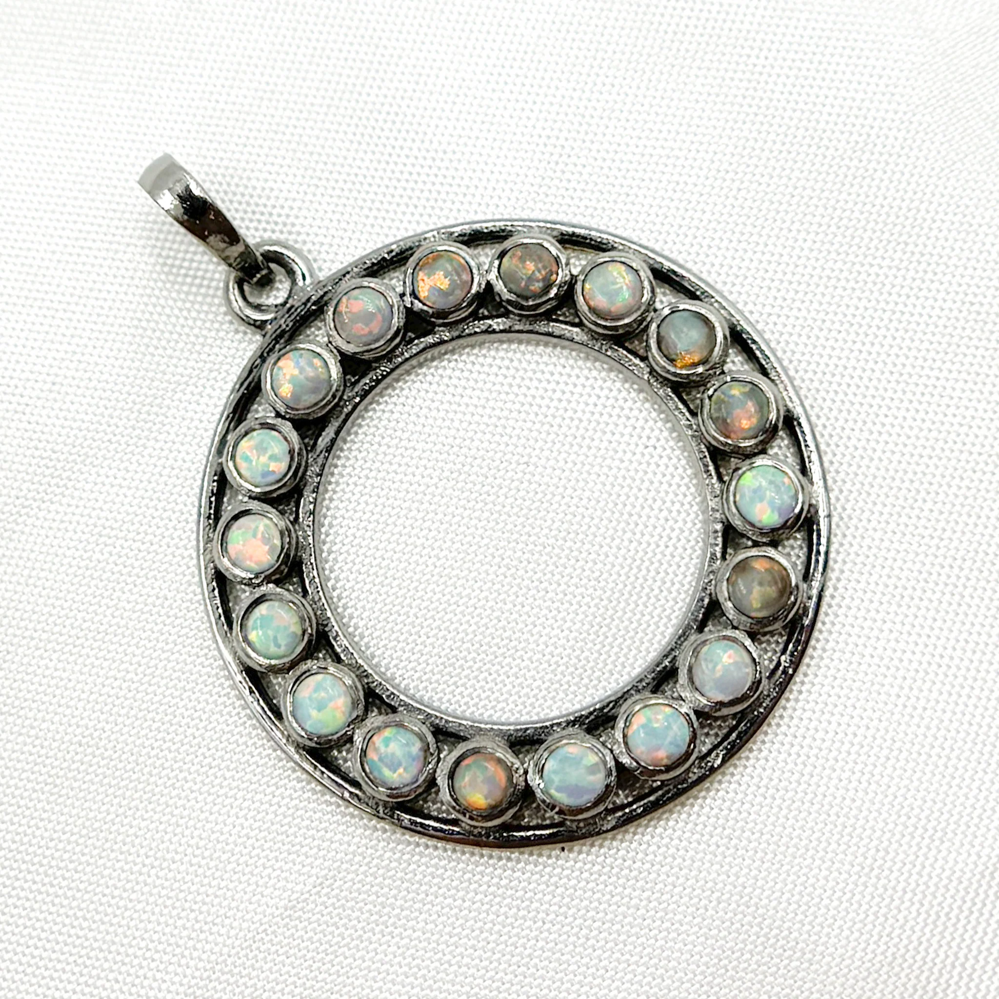 DSP040. Sterling Silver Round Pendant with Gemstone - Image 7