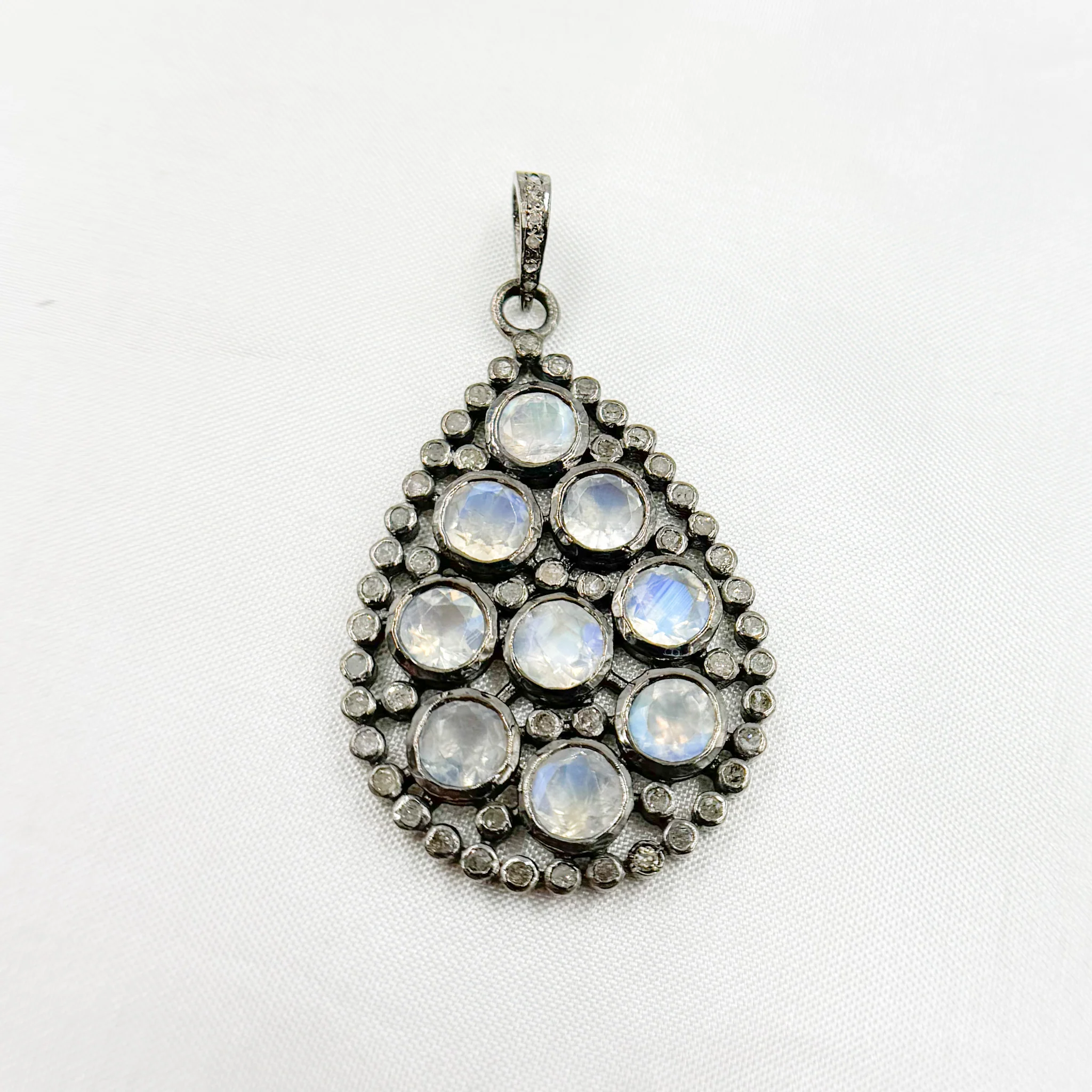 DSP05. Diamond Silver Gemstone Drop Pendant - Image 14