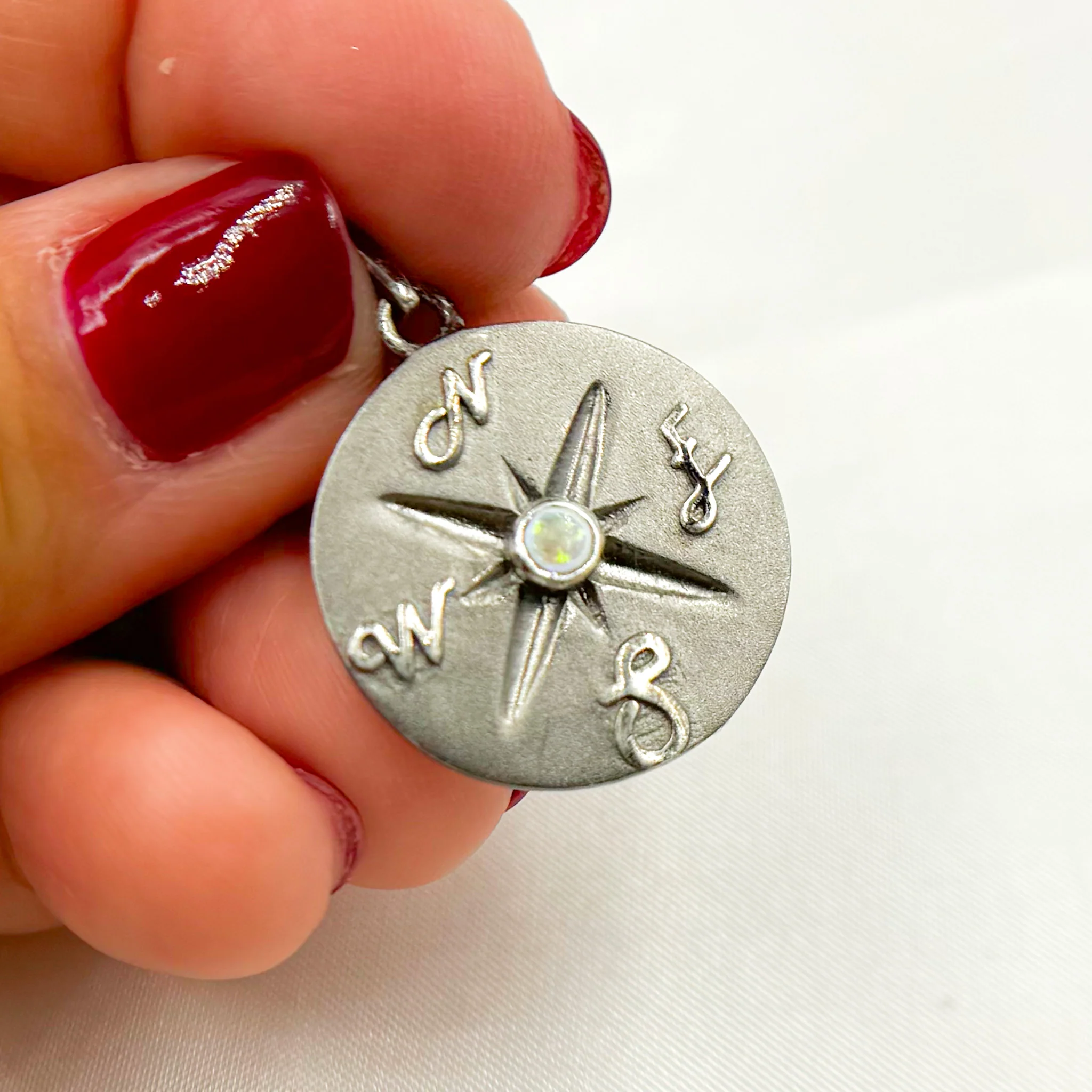 DSP078. Sterling Silver & Gemstone Compass Pendant - Image 4