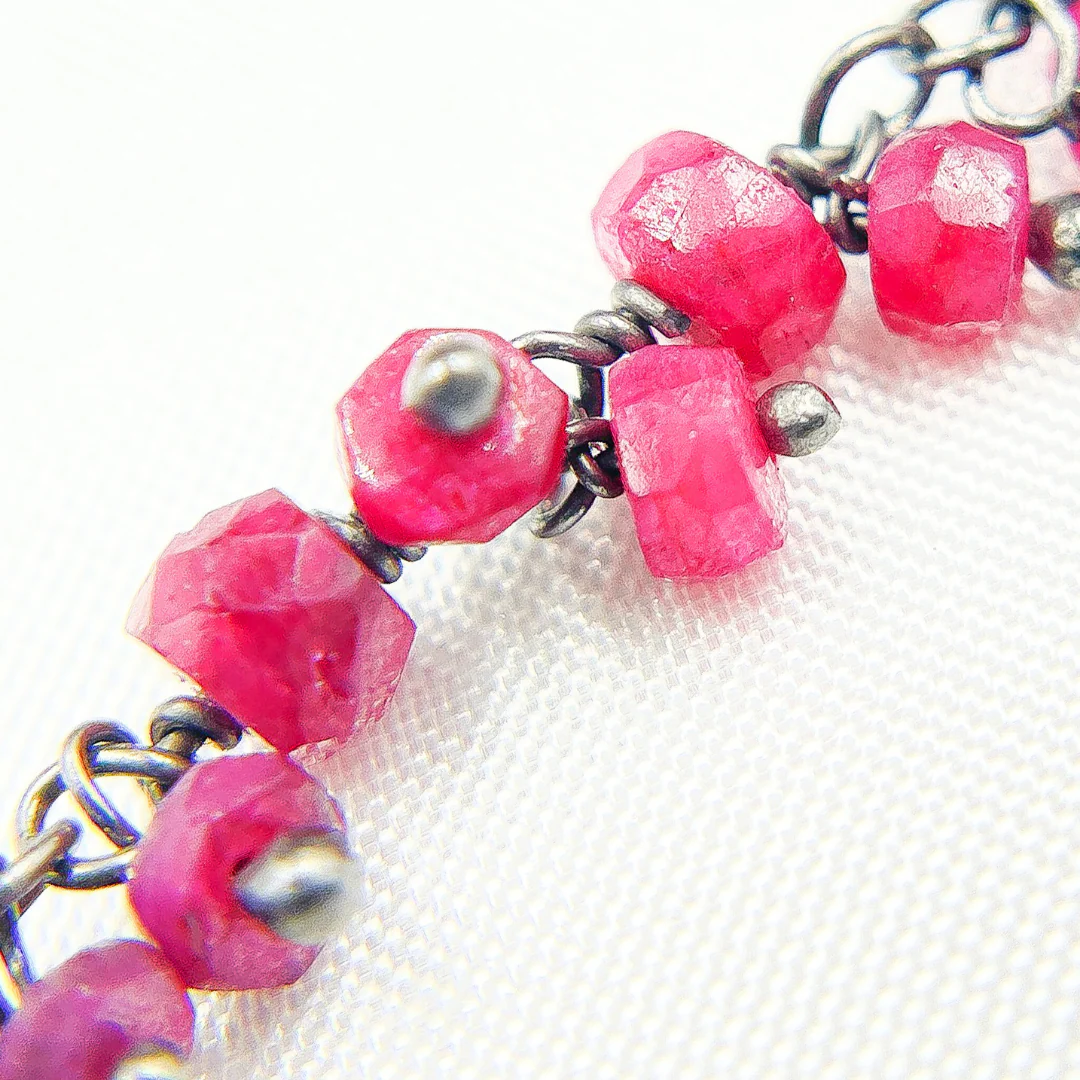 Dyed Ruby Cluster Dangle 3.5mm Oxidized Wire Chain. RUB12 - Image 3