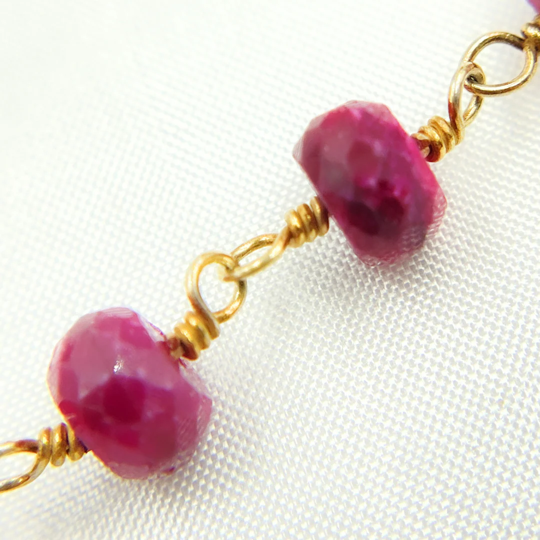 Dyed Ruby Gold Plated Wire Chain. RUB13 - Image 3