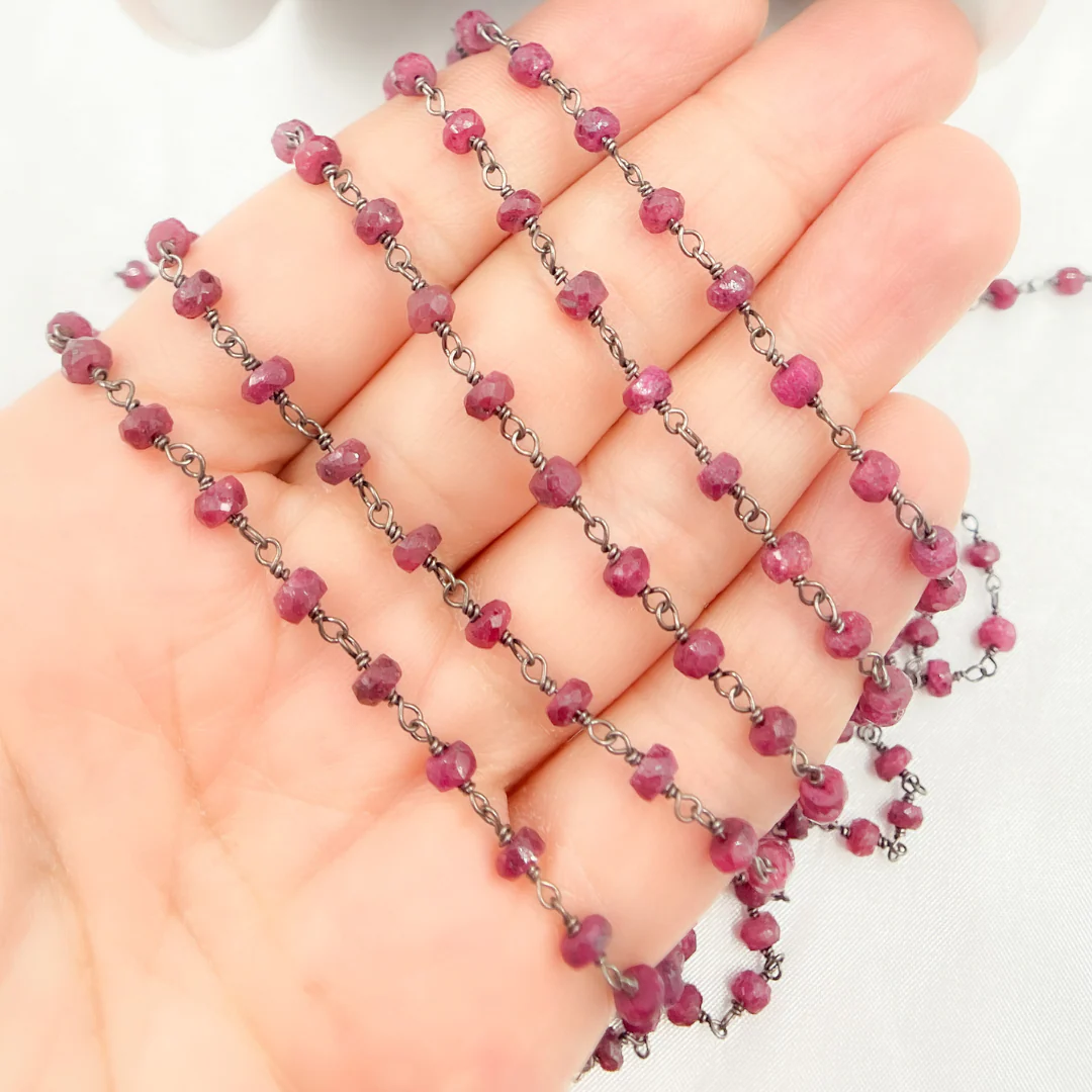 Dyed Ruby Oxidized Wire Chain. RUB3 - Image 3