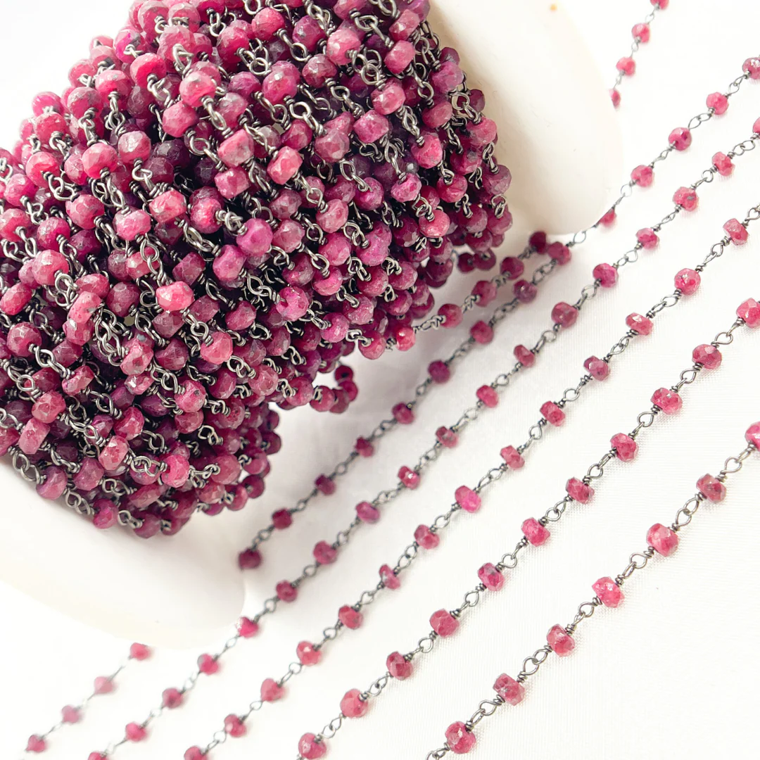 Dyed Ruby Oxidized Wire Chain. RUB3 - Image 4