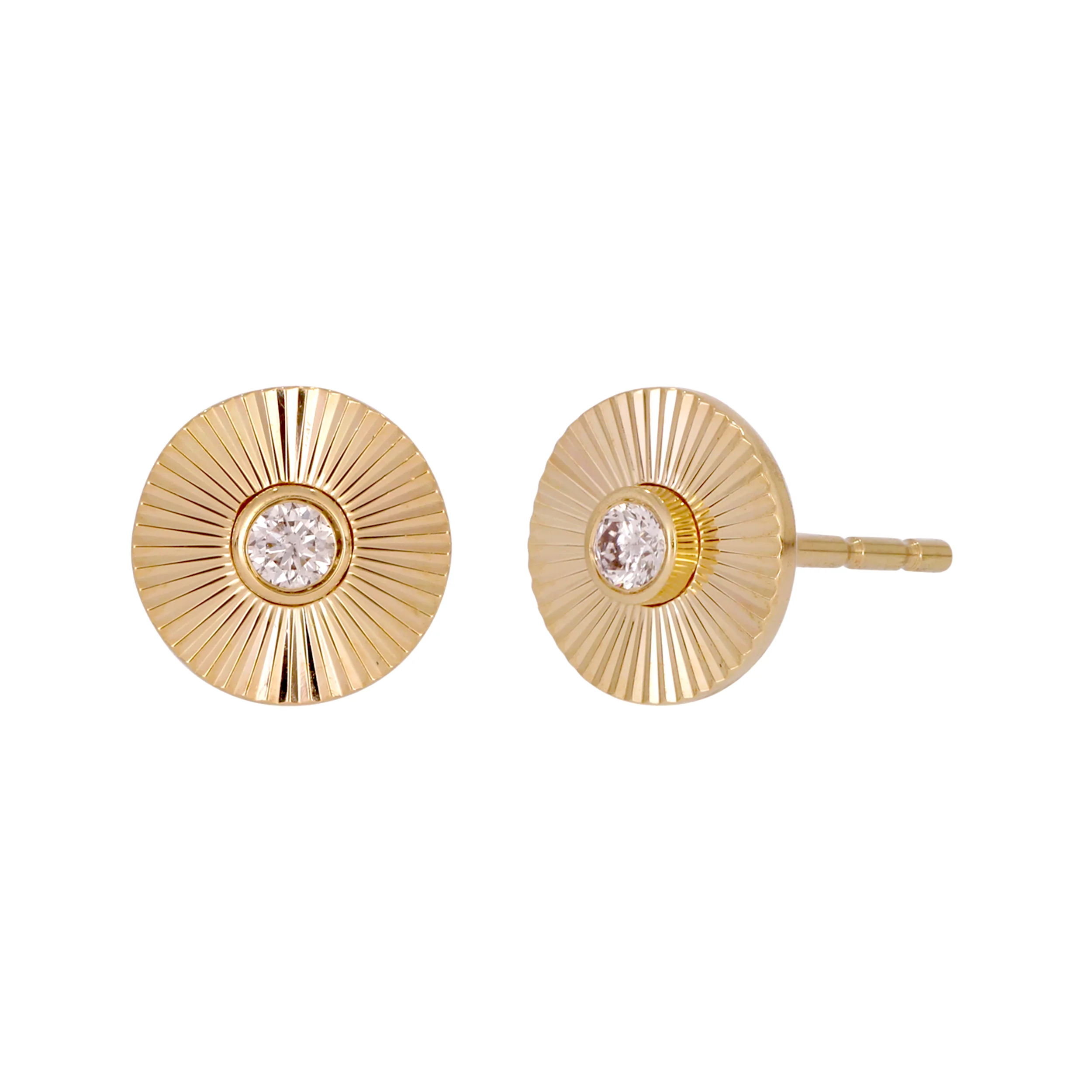 EFA53560. 14k Solid Yellow Gold Diamond Round Studs
