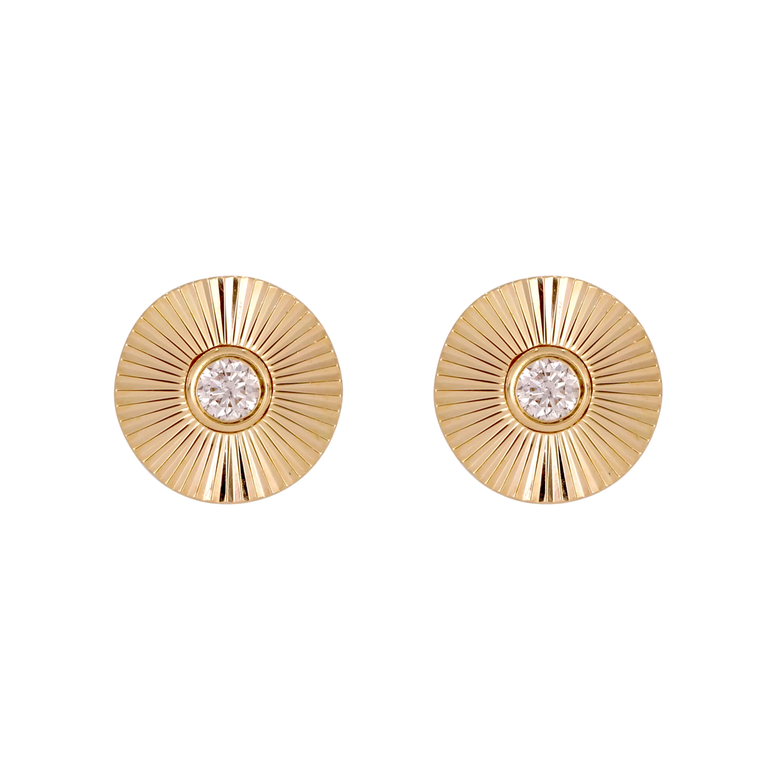 EFA53560. 14k Solid Yellow Gold Diamond Round Studs - Image 3