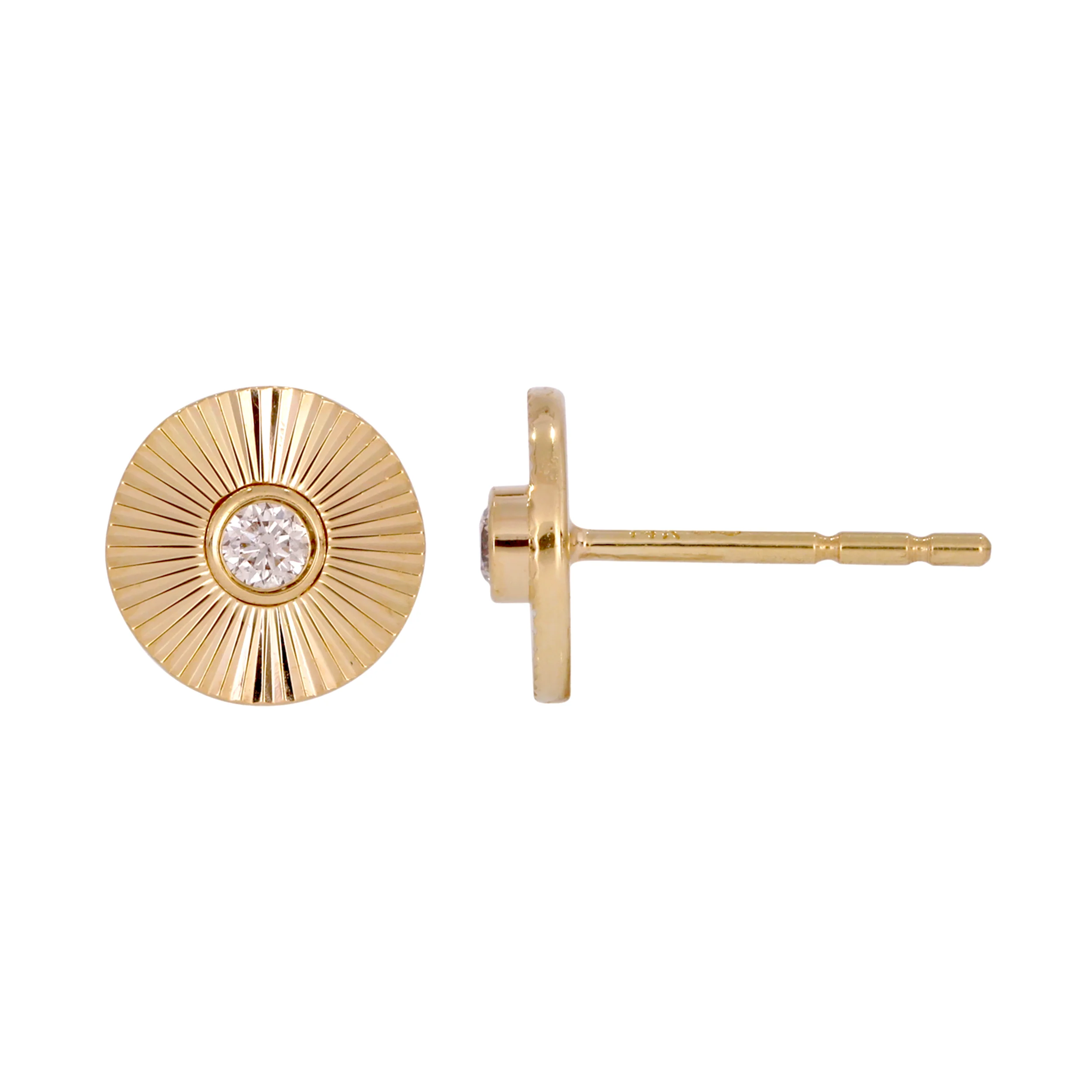 EFA53560. 14k Solid Yellow Gold Diamond Round Studs - Image 4