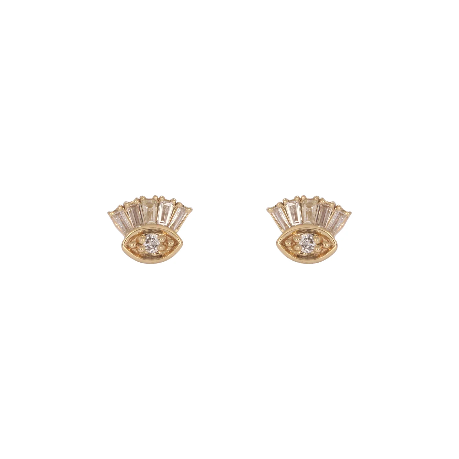 EFB54273. 14K Solid Gold Diamond Eye Studs - Image 3