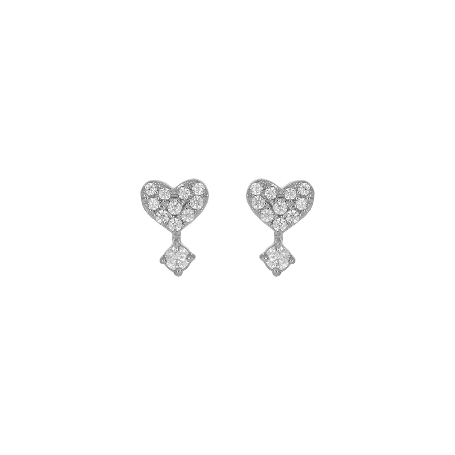 EFB54278. 14K Solid Gold Diamond Heart Stud Earrings - Image 3