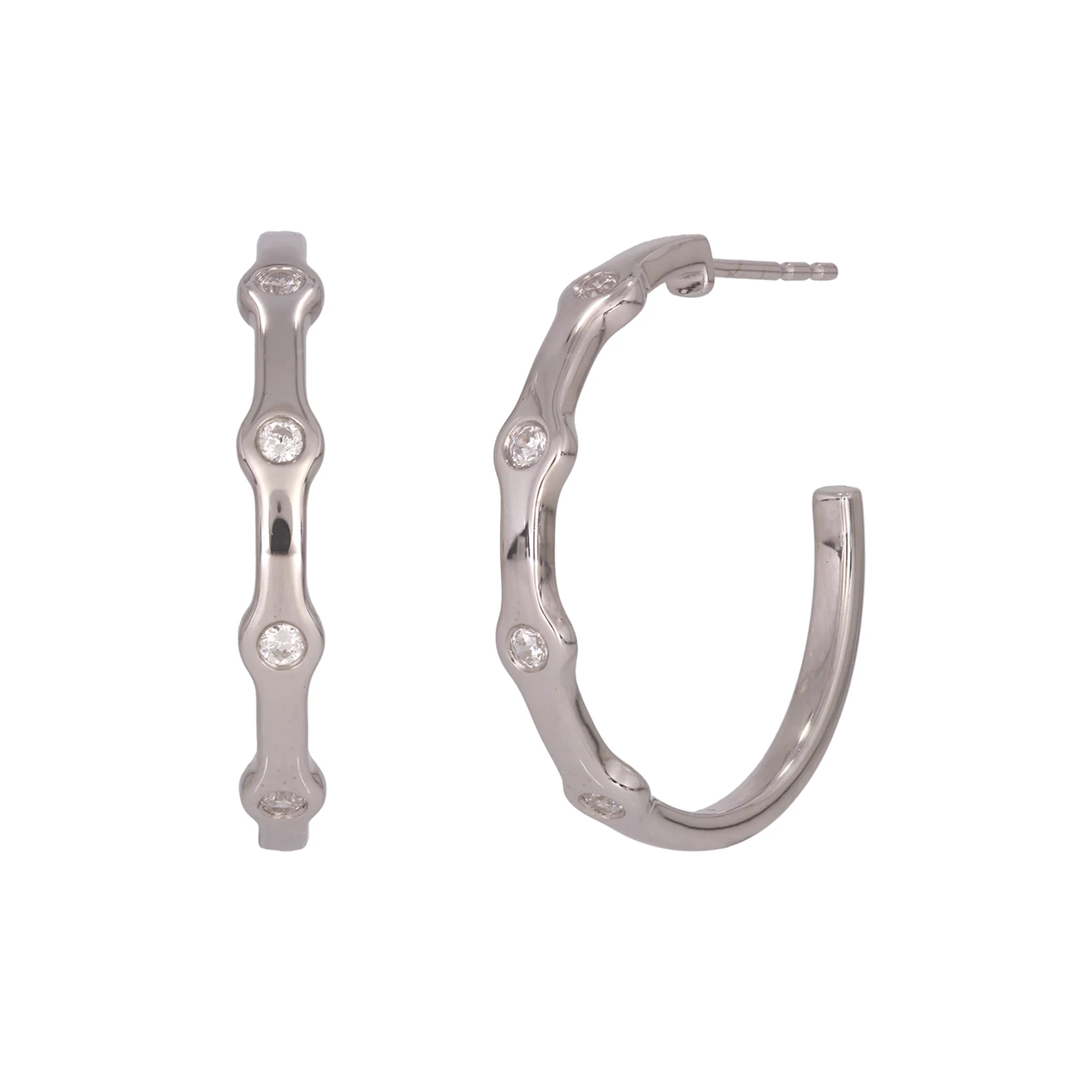 EFC53678. 14k Solid White Gold Hoops
