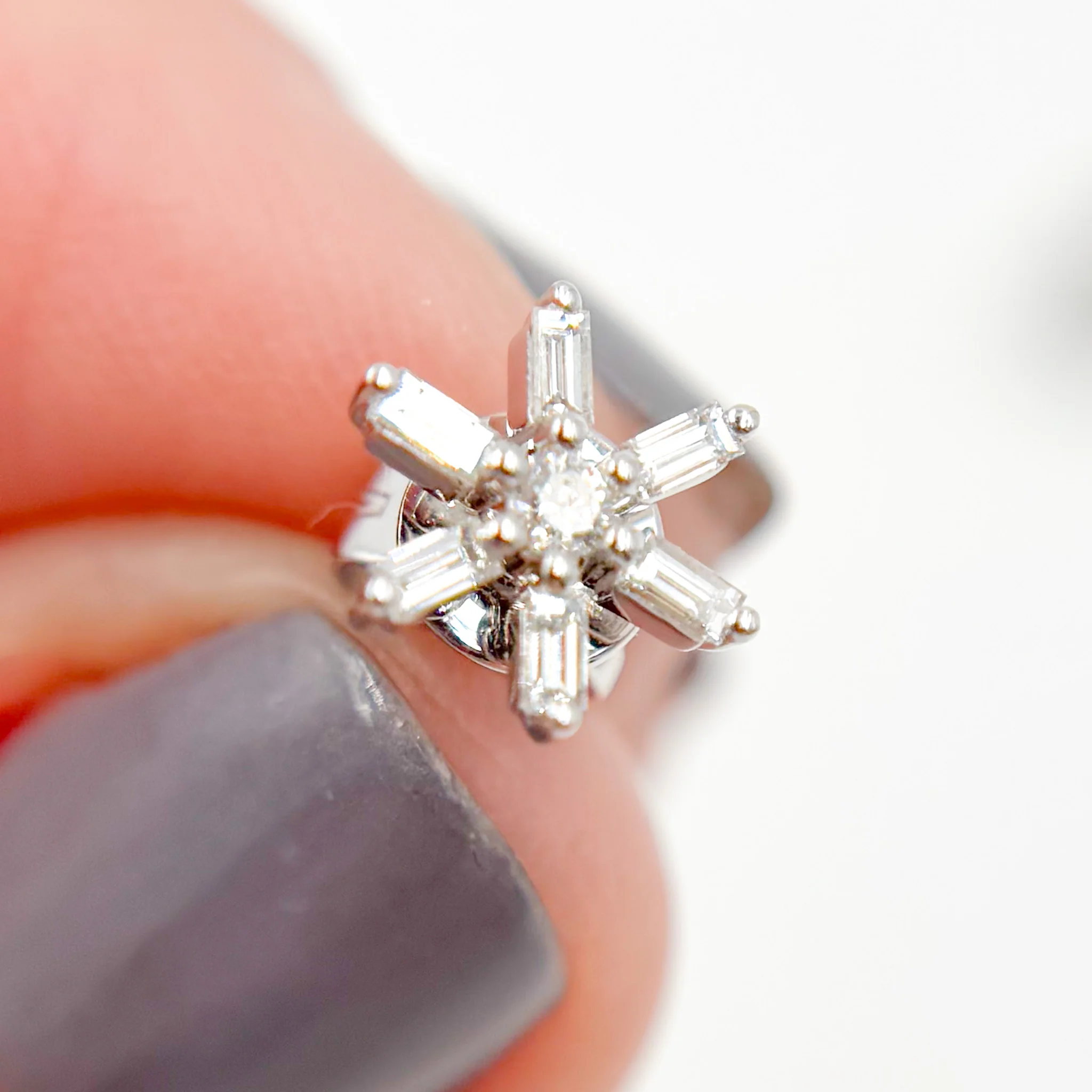 EFD53686. 14K Solid Gold Flower Diamond Studs - Image 2