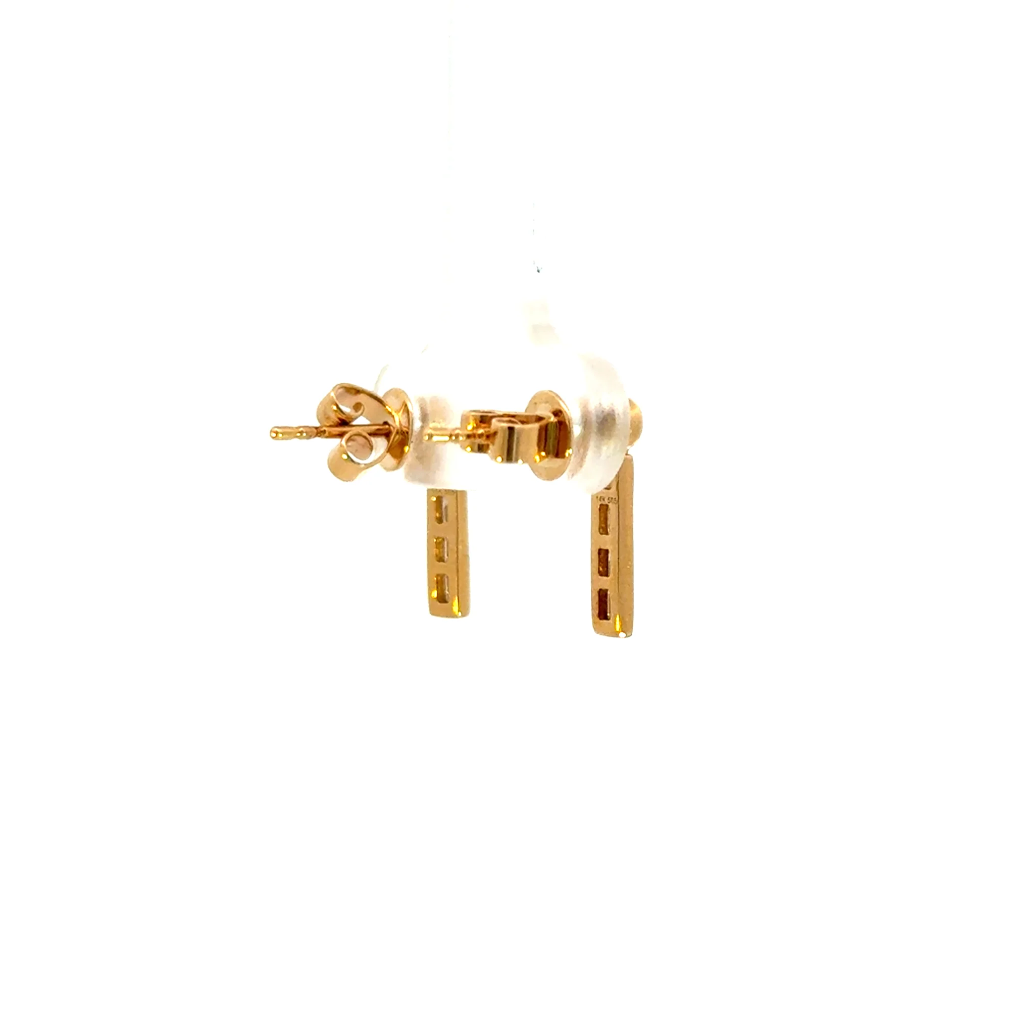 EFD53687. 14K Solid Gold and Diamonds Dangle Bar Earrings - Image 6