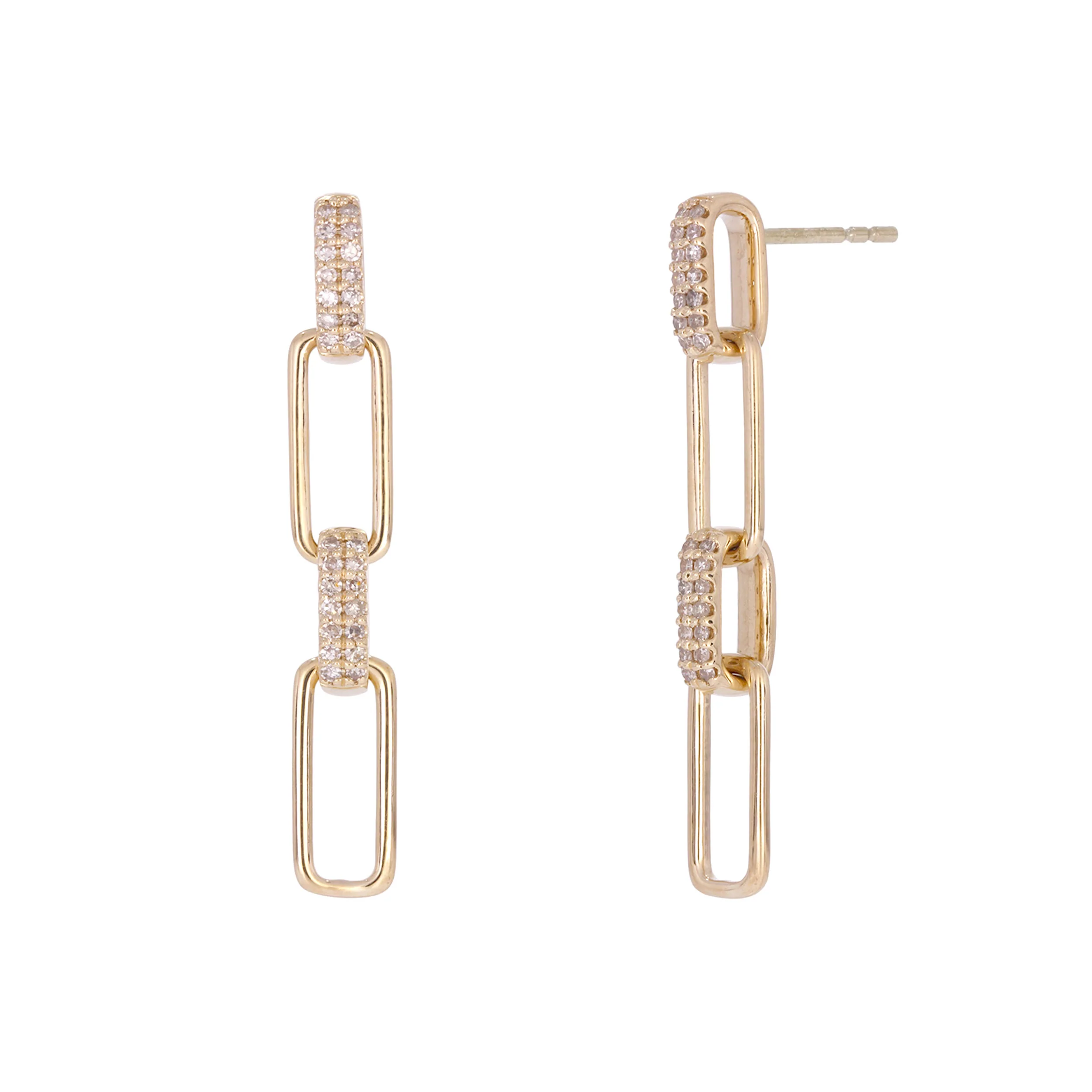 EFE51953. 14K Solid Gold Diamond Dangle Earrings - Image 2