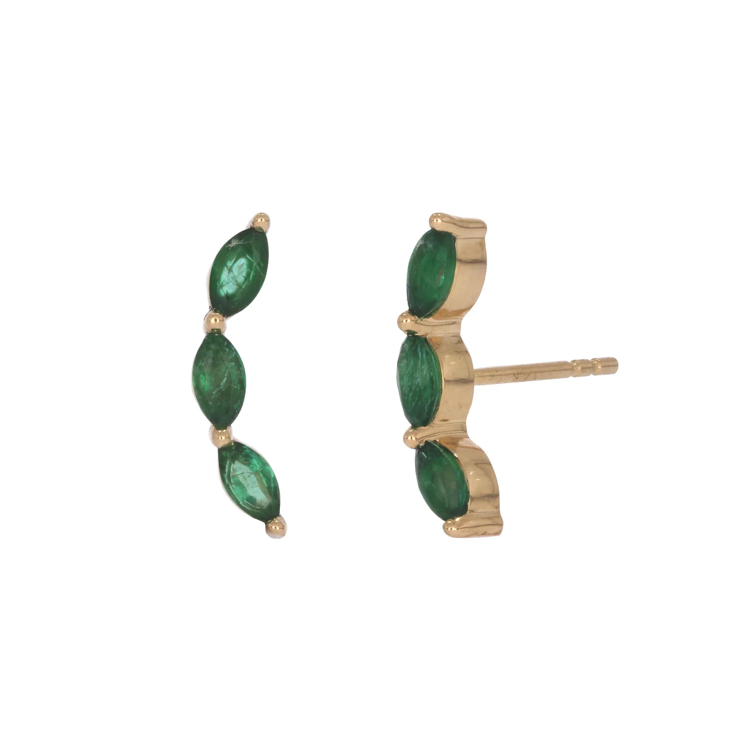 EFF51815EM. 14k Solid Gold Emerald Studs - Image 2