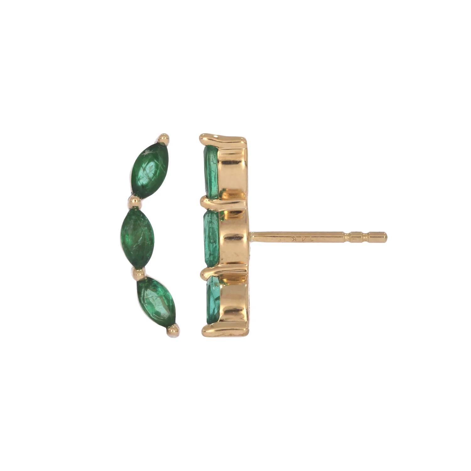 EFF51815EM. 14k Solid Gold Emerald Studs - Image 3