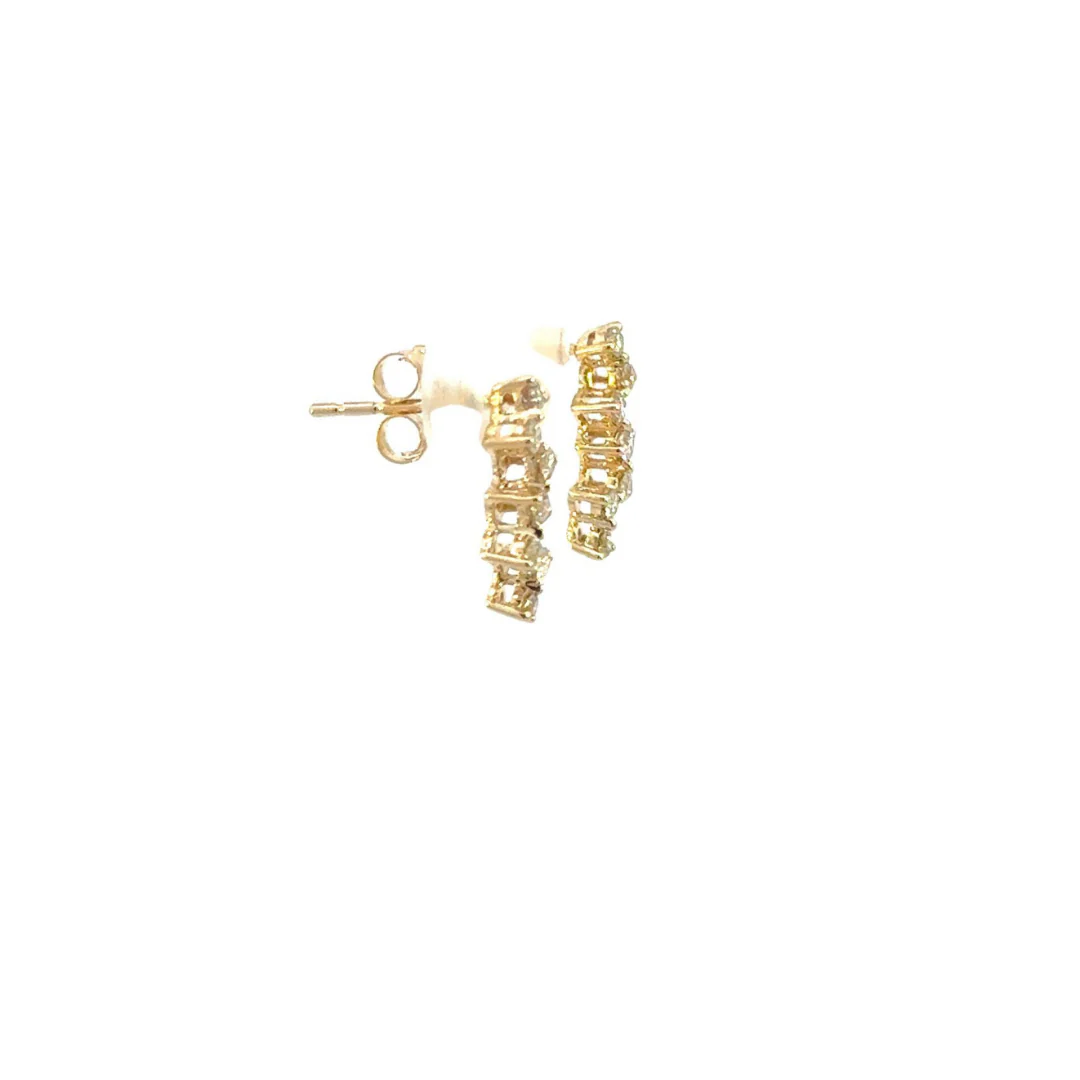 EFF52403. 14k Solid Gold Diamond Dangle Stud Earrings - Image 4