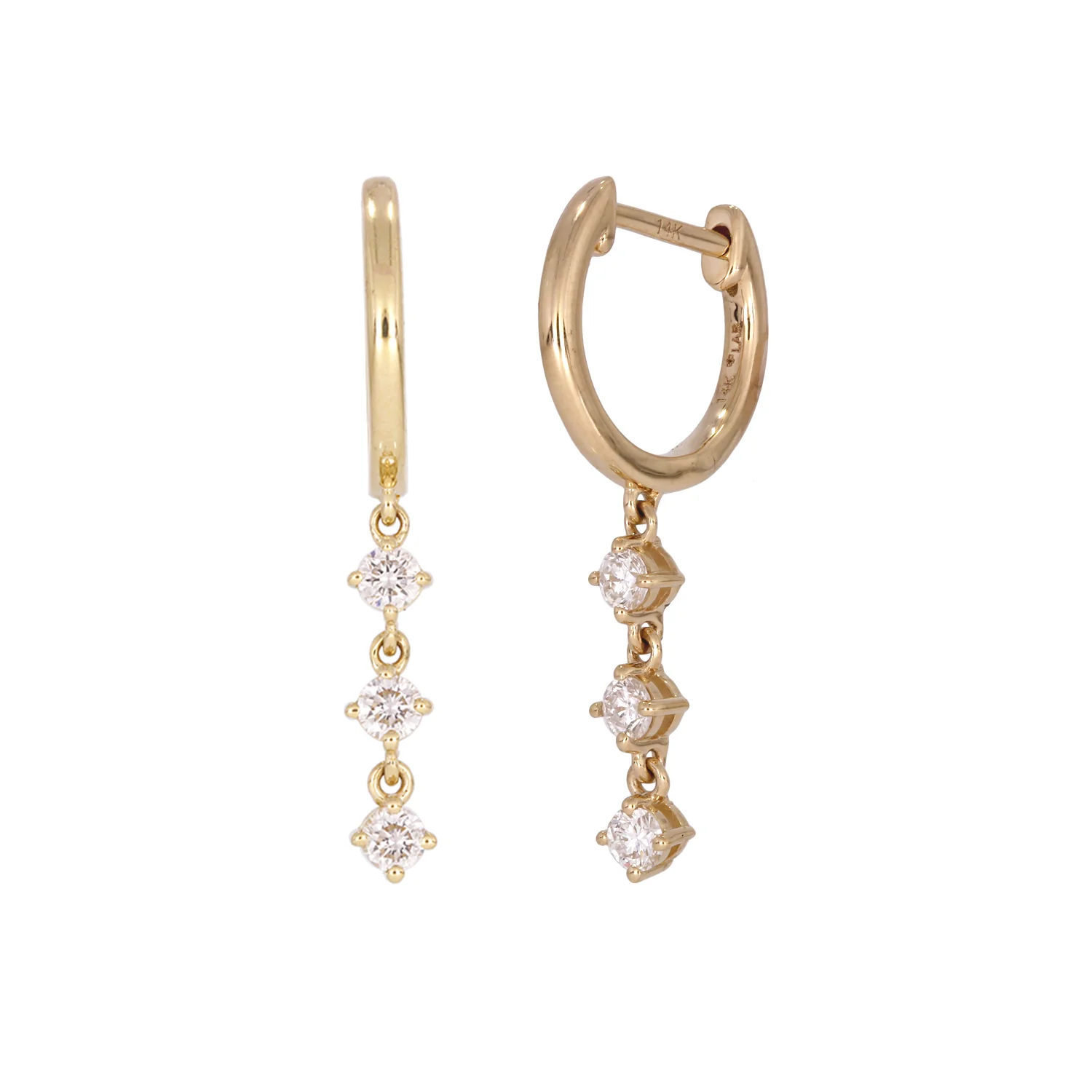 EFF53440. 14K Solid Gold with Diamonds Dangle Earrings - Image 2