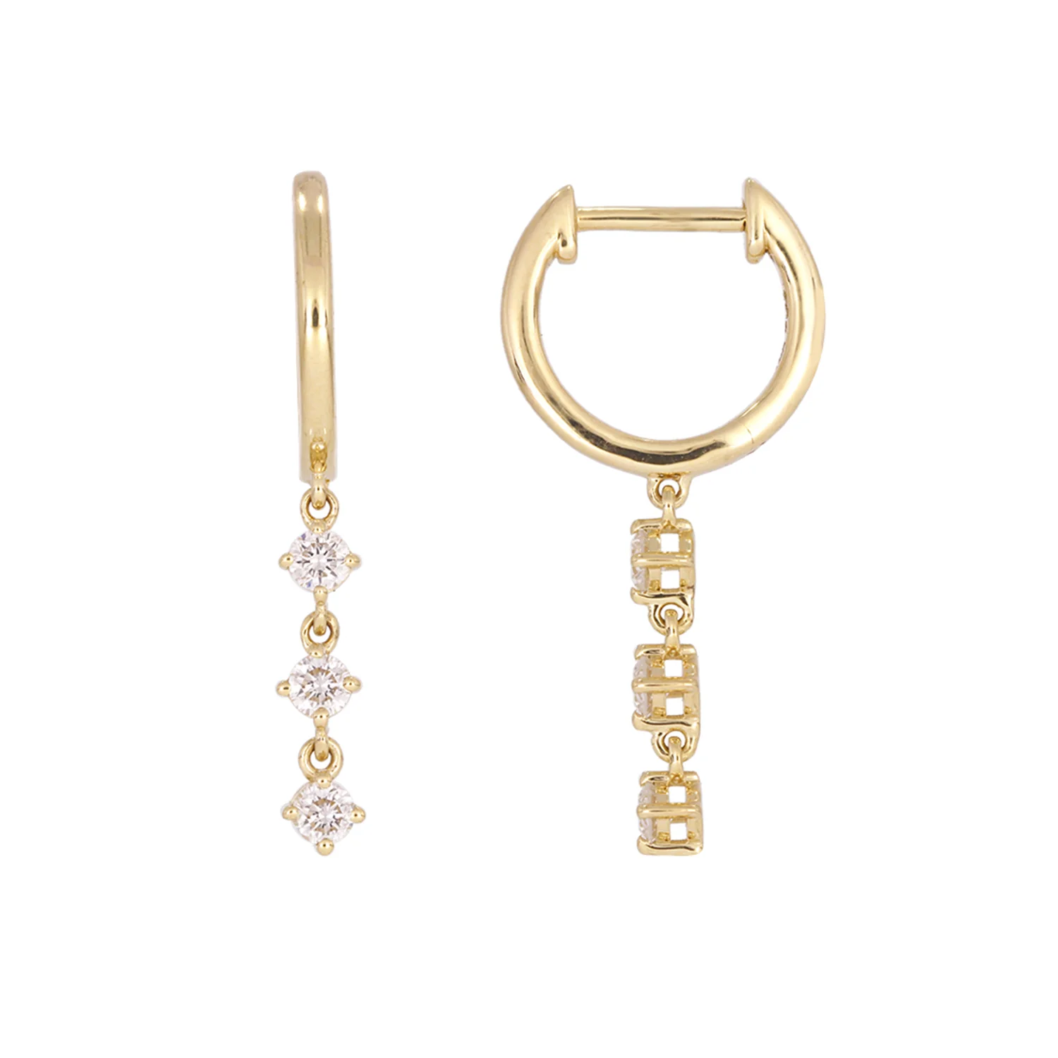 EFF53440. 14K Solid Gold with Diamonds Dangle Earrings - Image 3