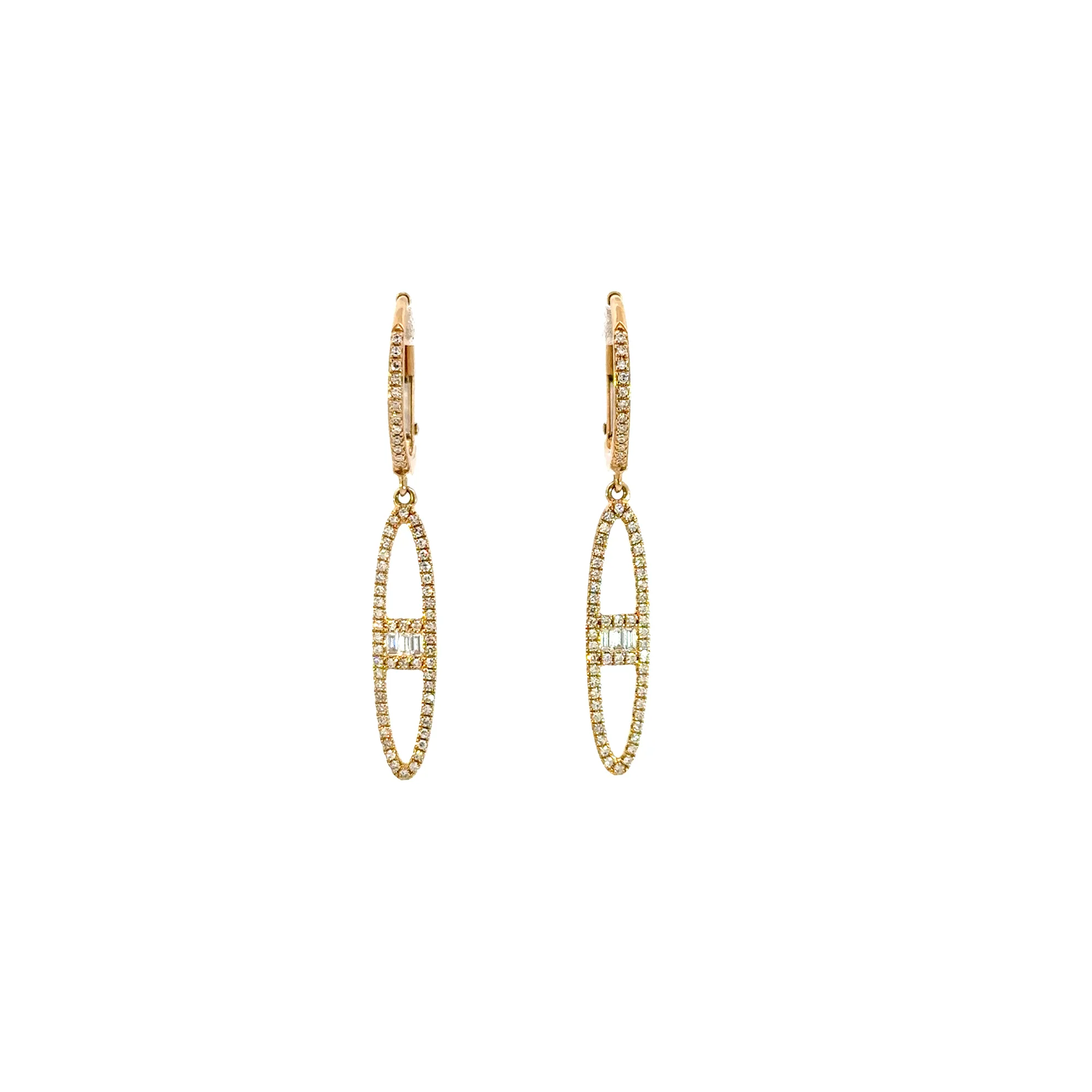 EFG53685. 14K Solid Gold and Diamonds Dangle Earrings - Image 4