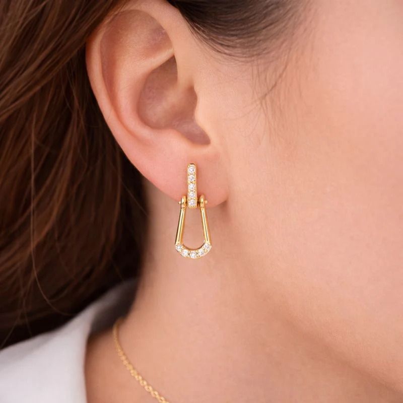 EFG54205. 14k Solid Gold Diamond Dangle Earrings - Image 2