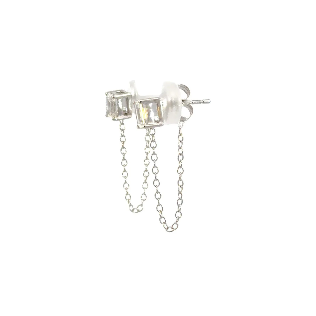 EFI52161. 14k Solid Gold Diamond Dangle Studs - Image 5