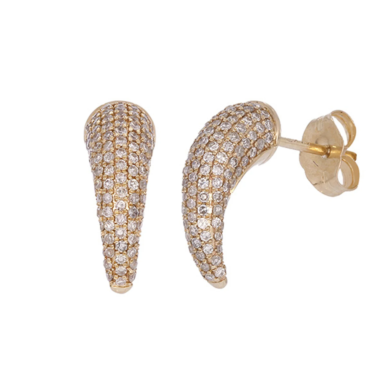 EFI53689. 14k Solid Gold Diamond Horn Studs Earrings
