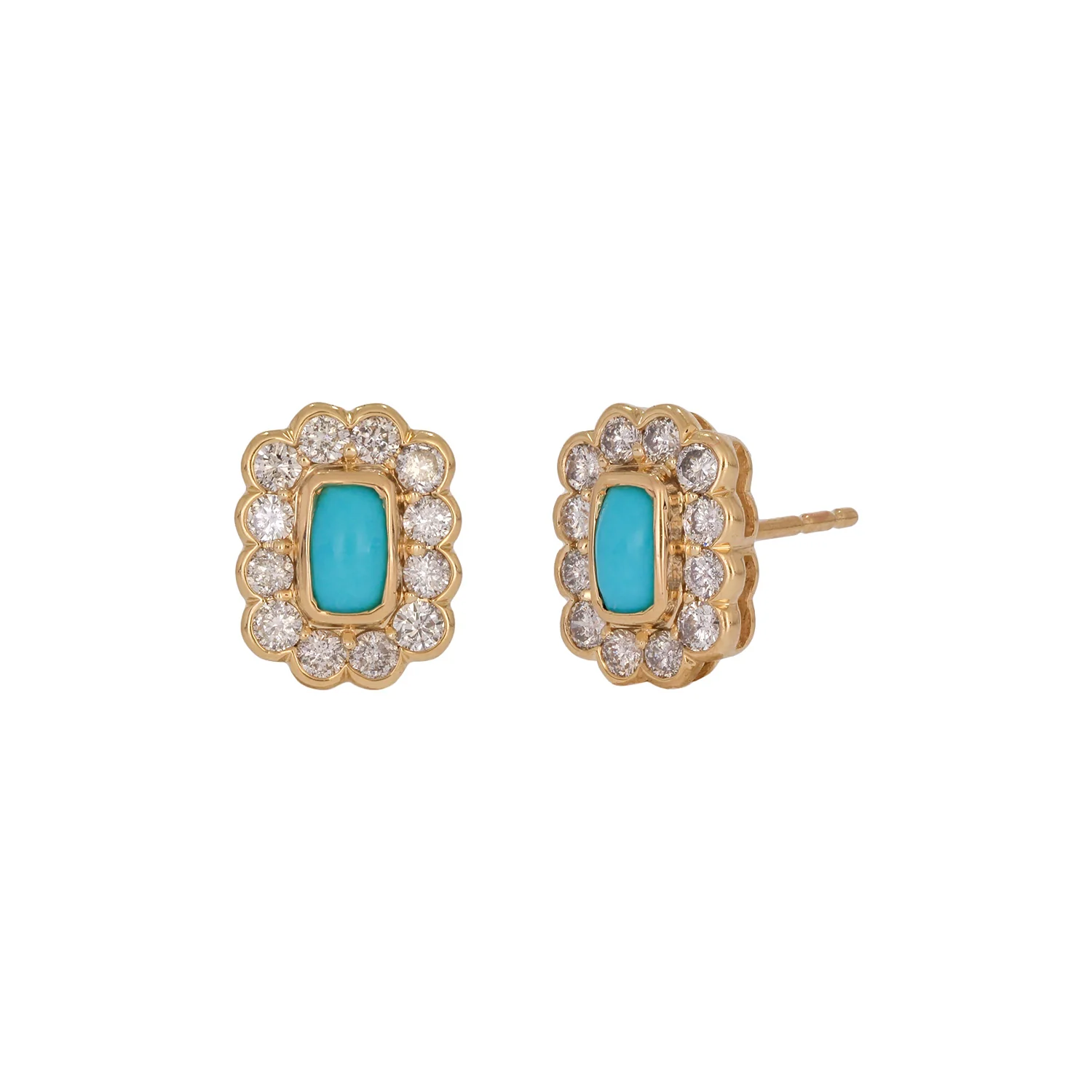 EFI54128. 14k Solid Gold Diamond and Gemstone Studs Earrings - Image 13