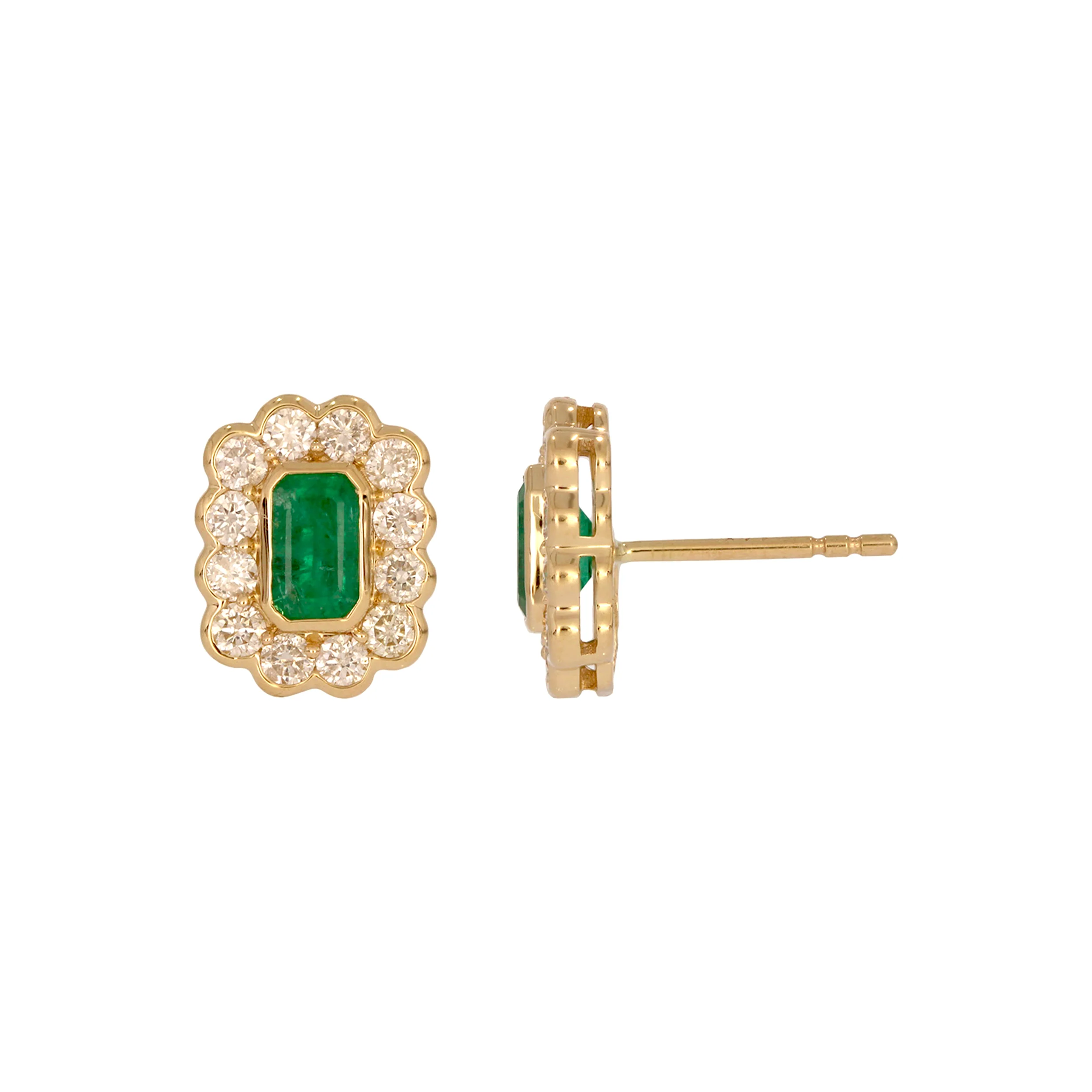 EFI54128. 14k Solid Gold Diamond and Gemstone Studs Earrings - Image 5