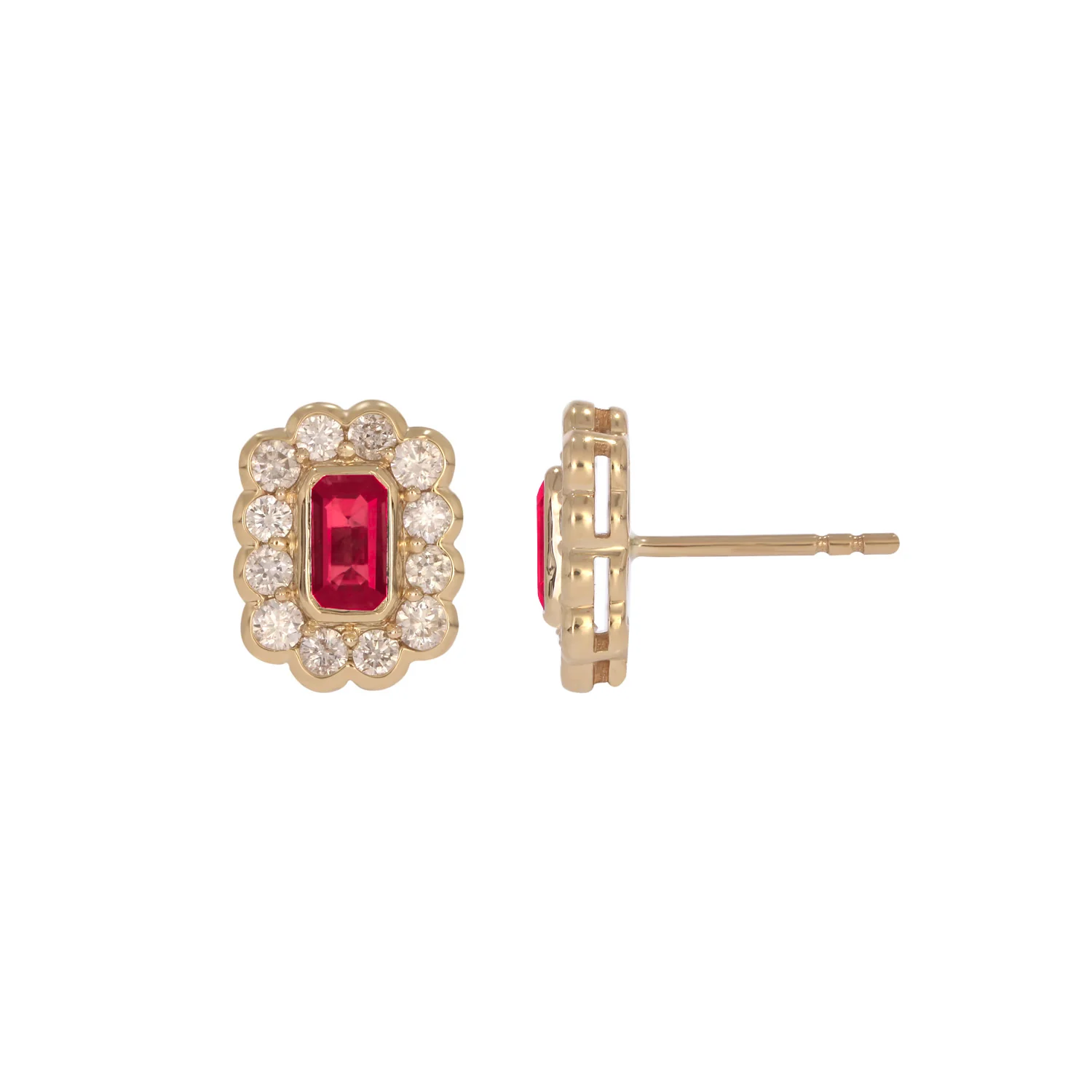 EFI54128. 14k Solid Gold Diamond and Gemstone Studs Earrings - Image 7