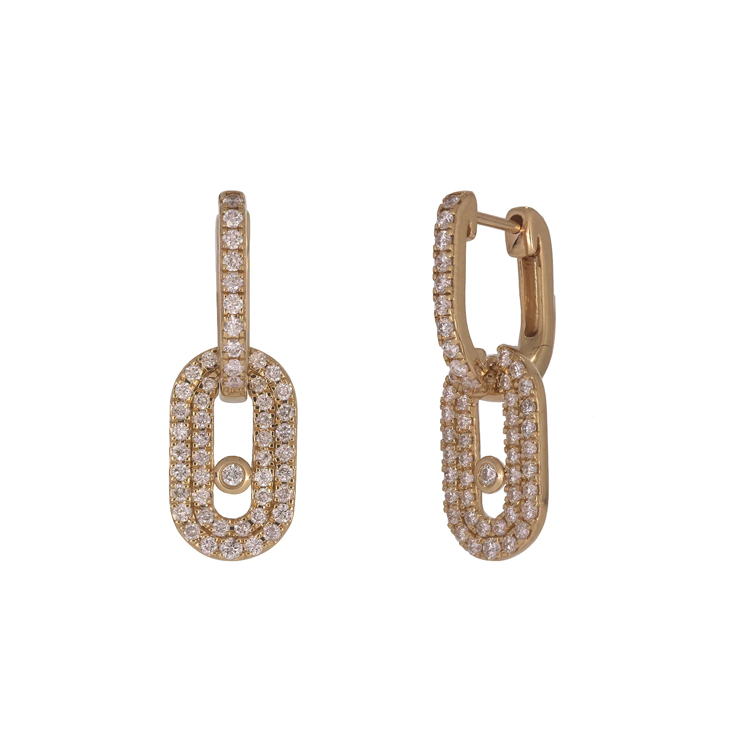 EFK54358. 14K Solid Gold Diamond Dangle Earrings - Image 2
