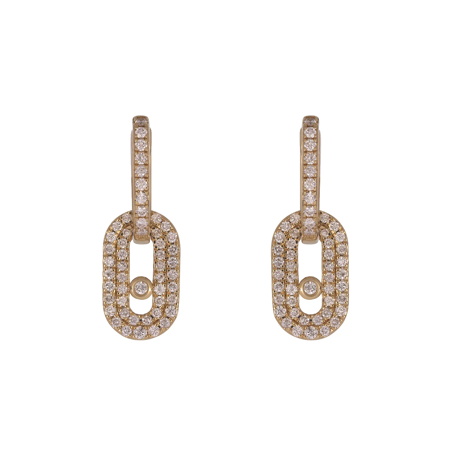 EFK54358. 14K Solid Gold Diamond Dangle Earrings - Image 3