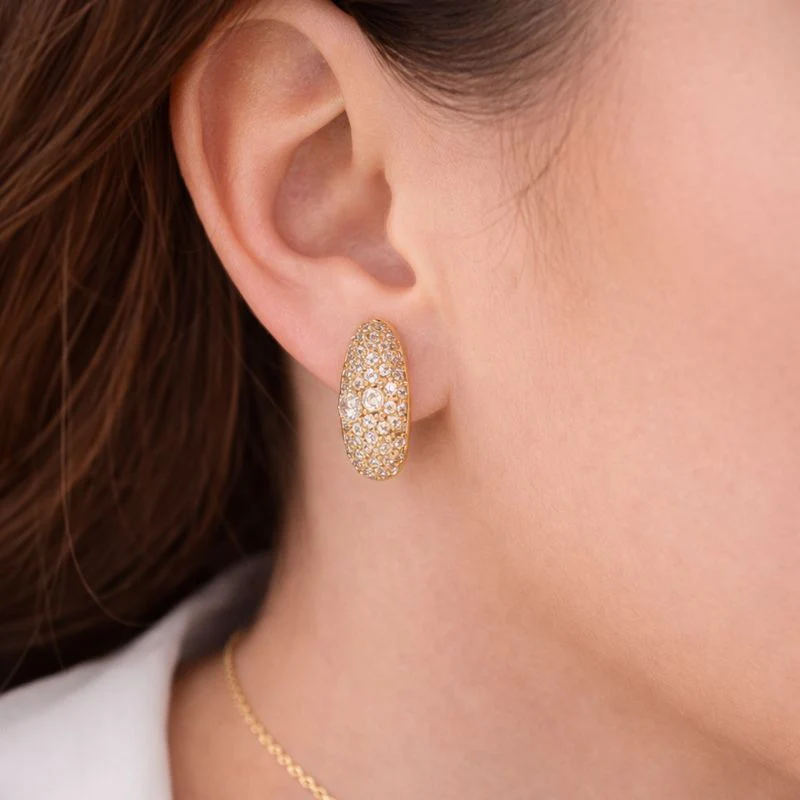 EFL54138. 14k Solid Gold Diamond Horn Studs Earrings - Image 2