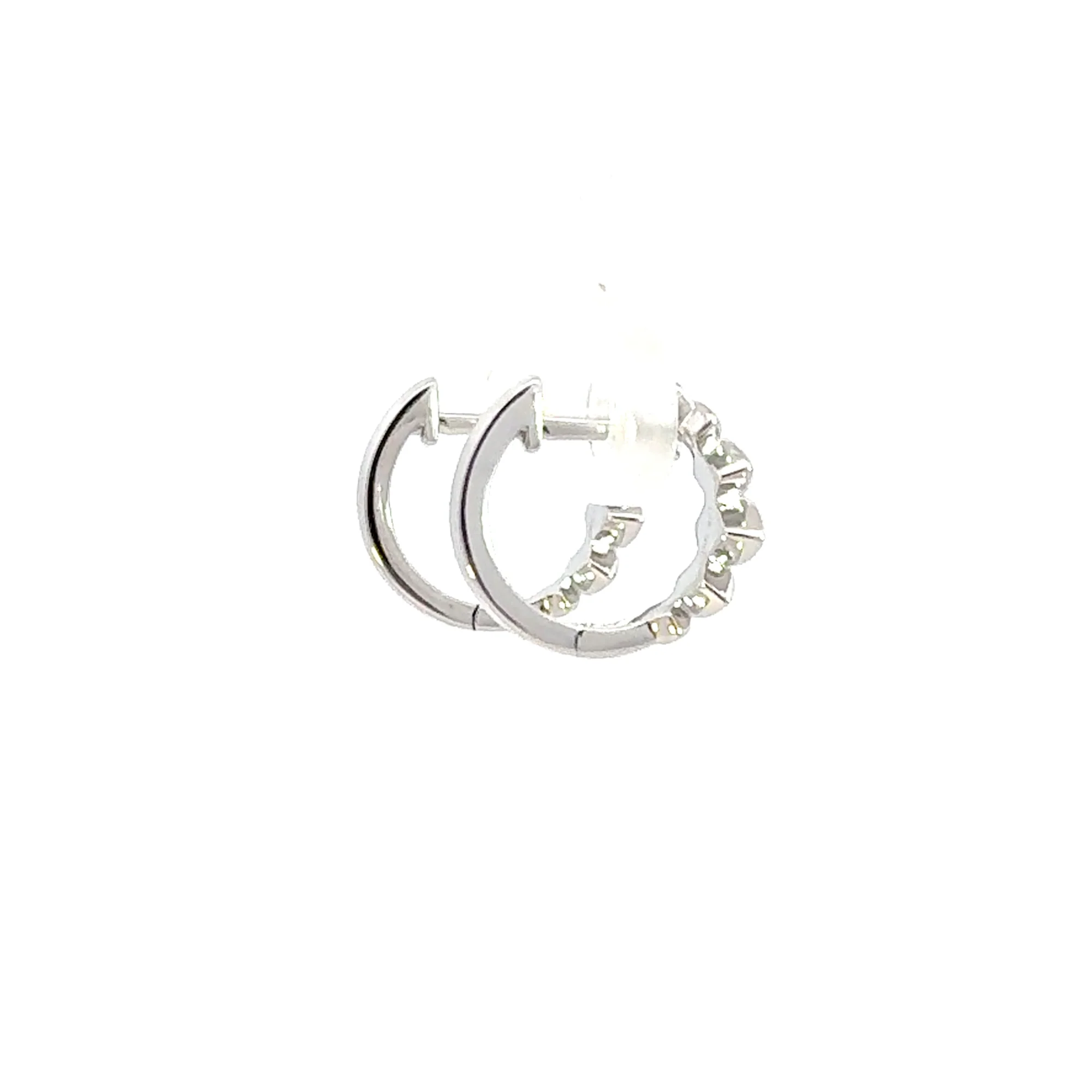 EHA57447. 14k Solid White Gold Diamond Fancy Hoop Earrings - Image 6