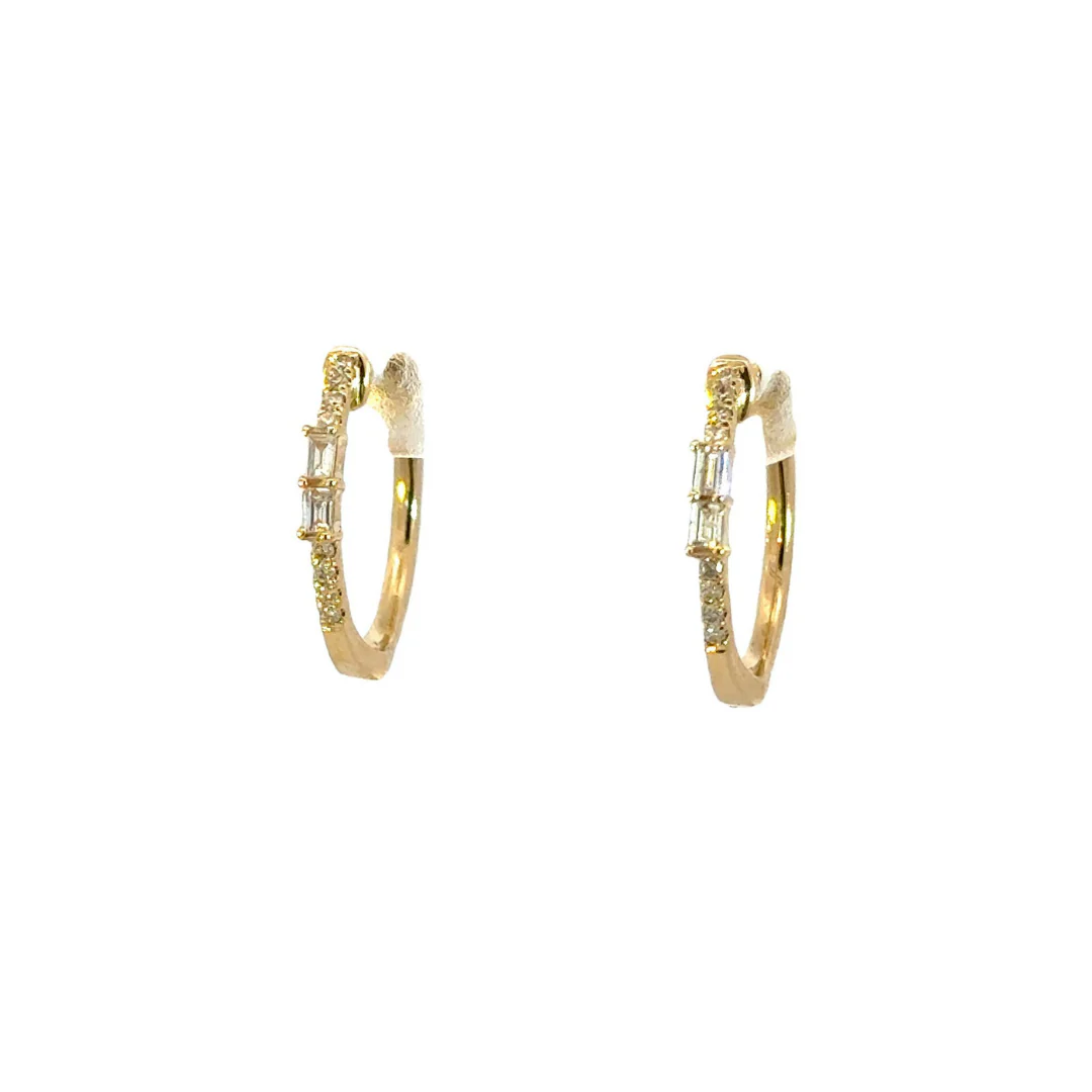EHC57035. 14k Solid Gold Diamond Oval Hoops - Image 6