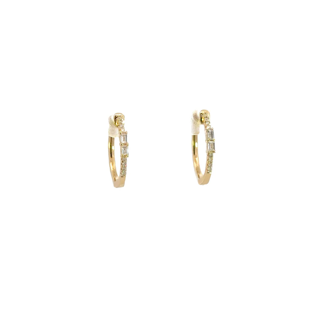 EHC57035. 14k Solid Gold Diamond Oval Hoops - Image 9