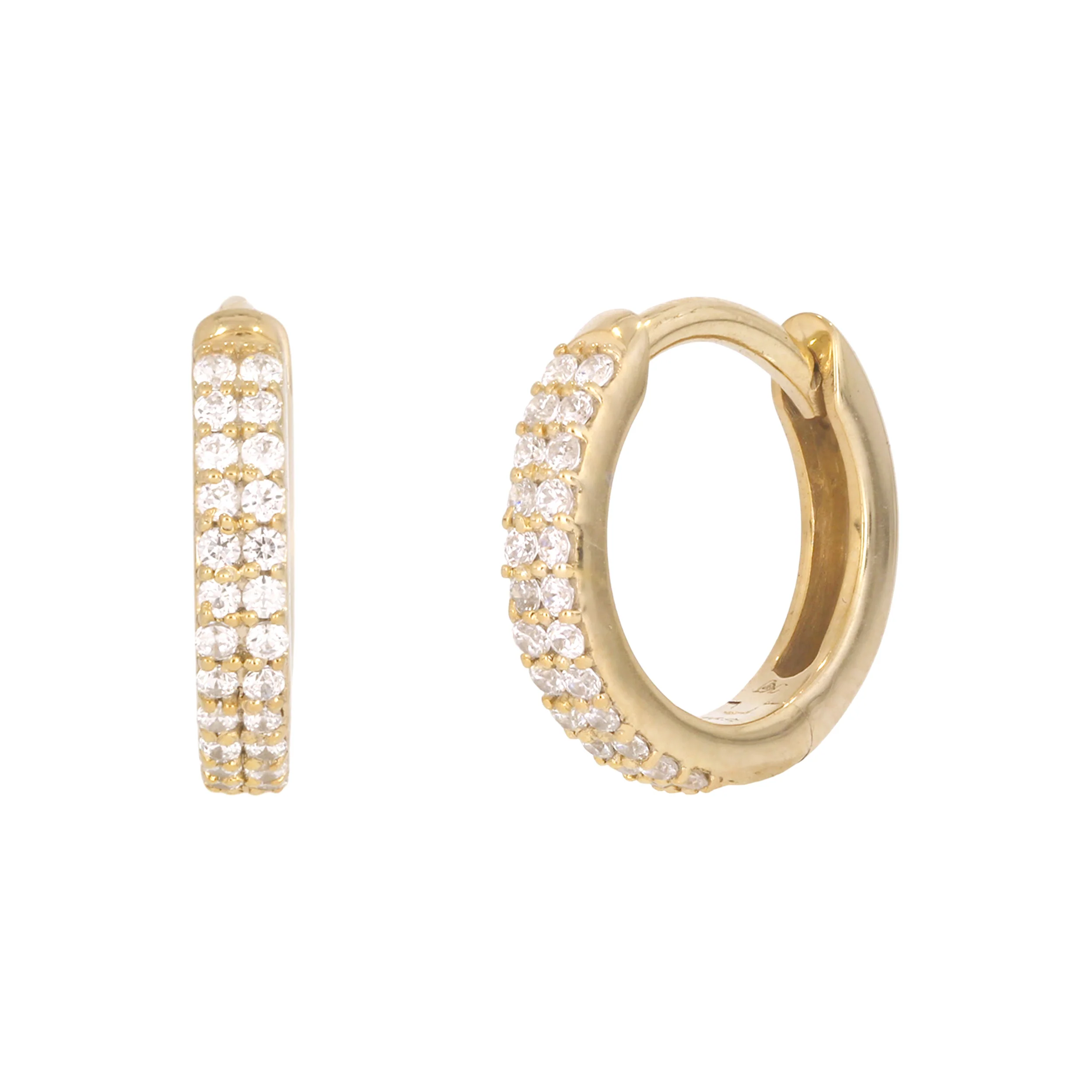 EHC57402. 14K Solid Yellow Gold Diamond Hoop Earrings - Image 6