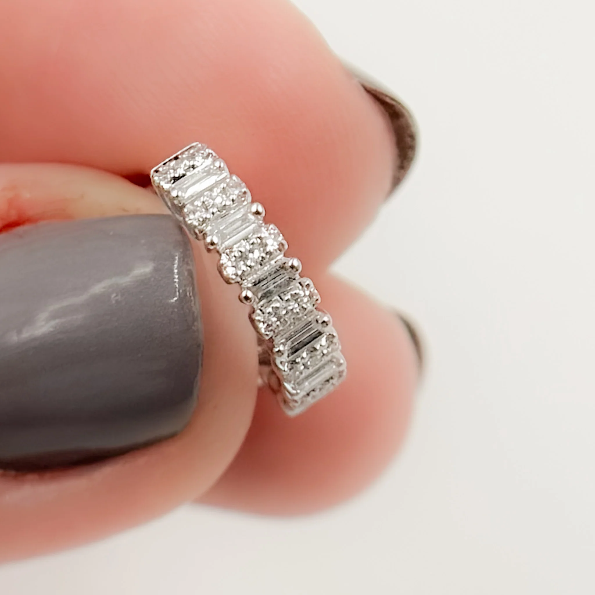 EHD57452. 14k Solid Gold Diamond Huggie Earrings - Image 9