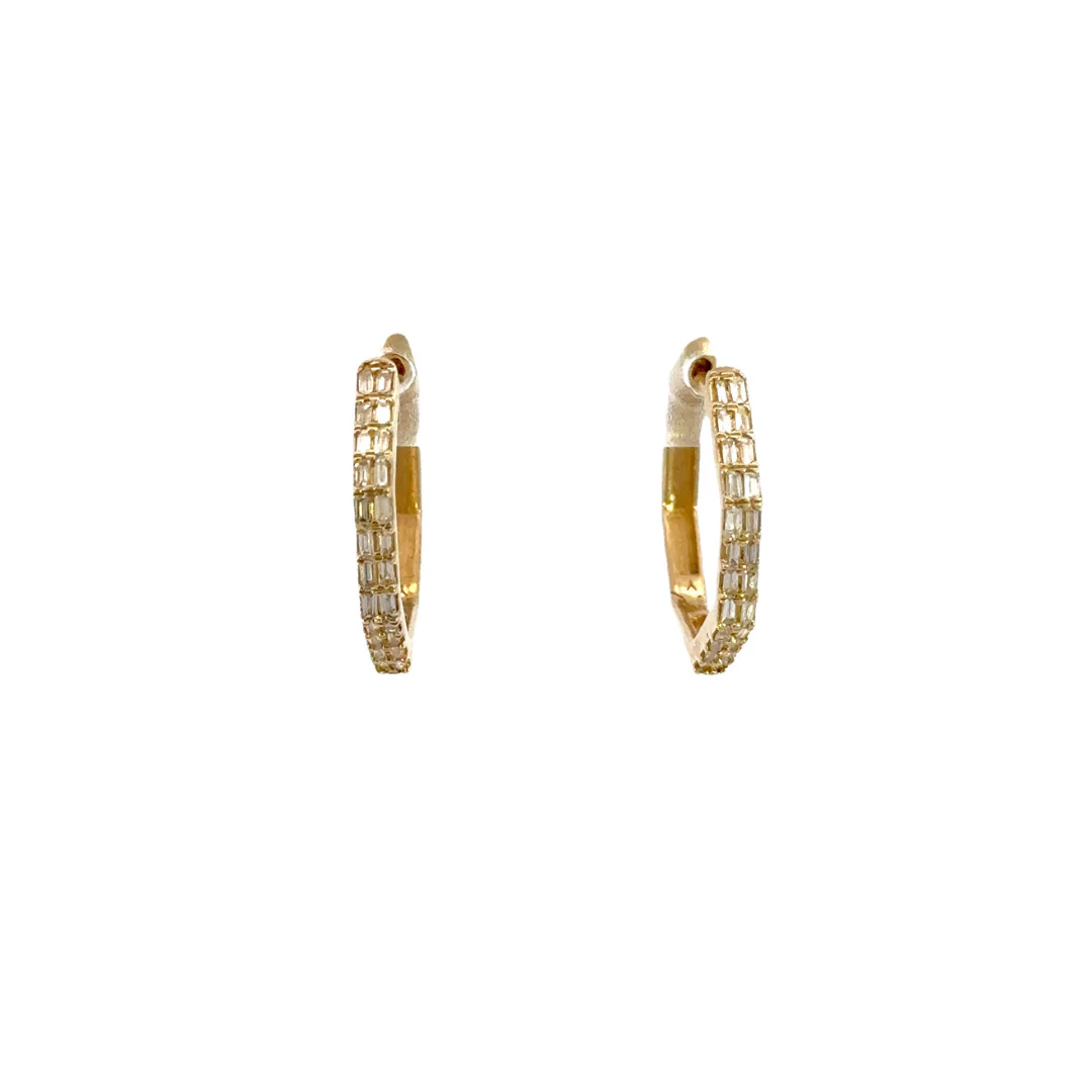 EHE56546. 14k Solid Gold Diamond Octagon Hoops - Image 5