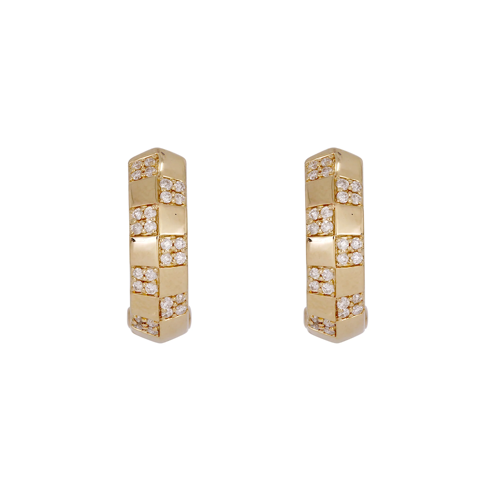 EHE57403. 14K Solid Gold Diamond Fancy Round Hoop - Image 6