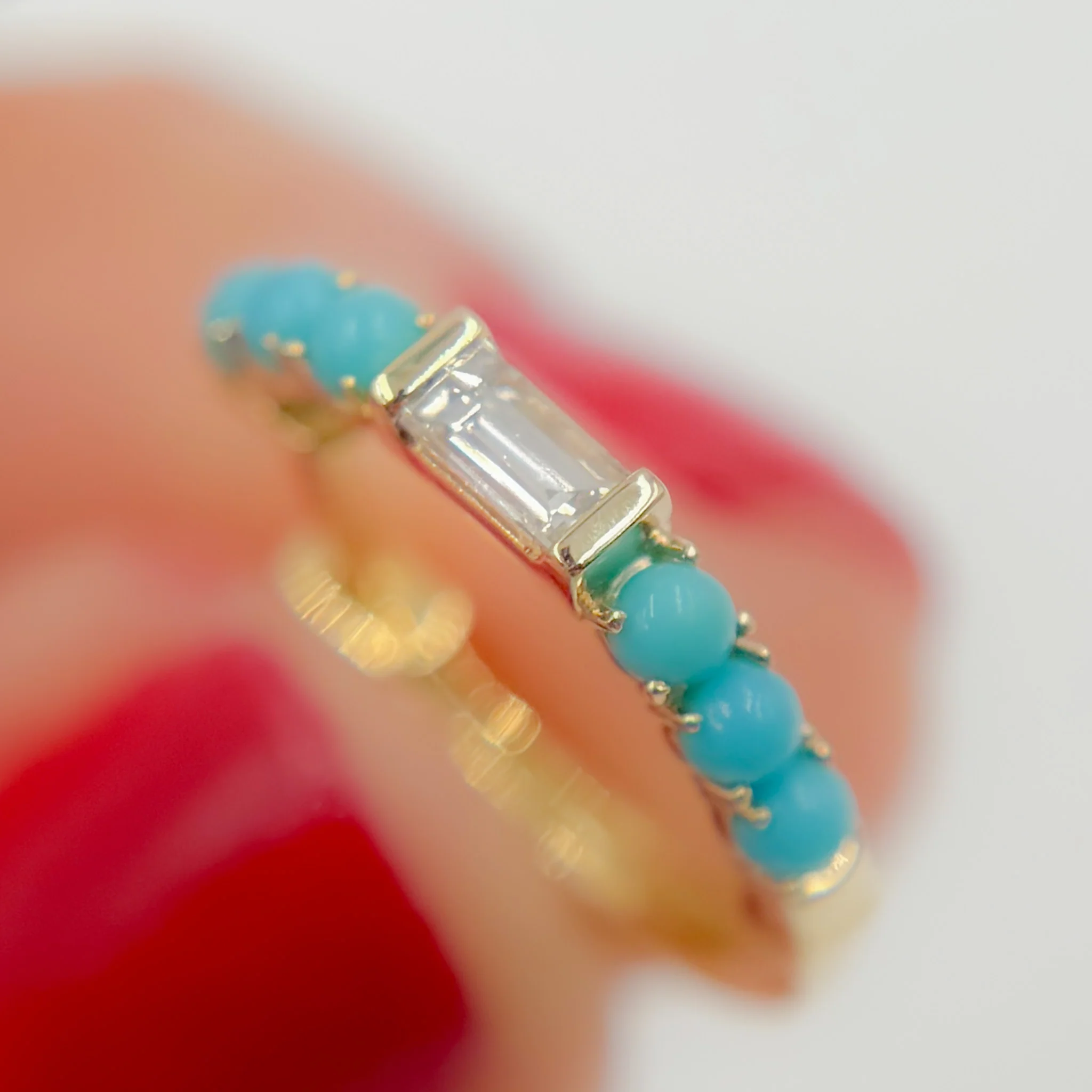 EHE57441. 14K Solid Gold Diamonds and Gemstone Hoops - Image 4