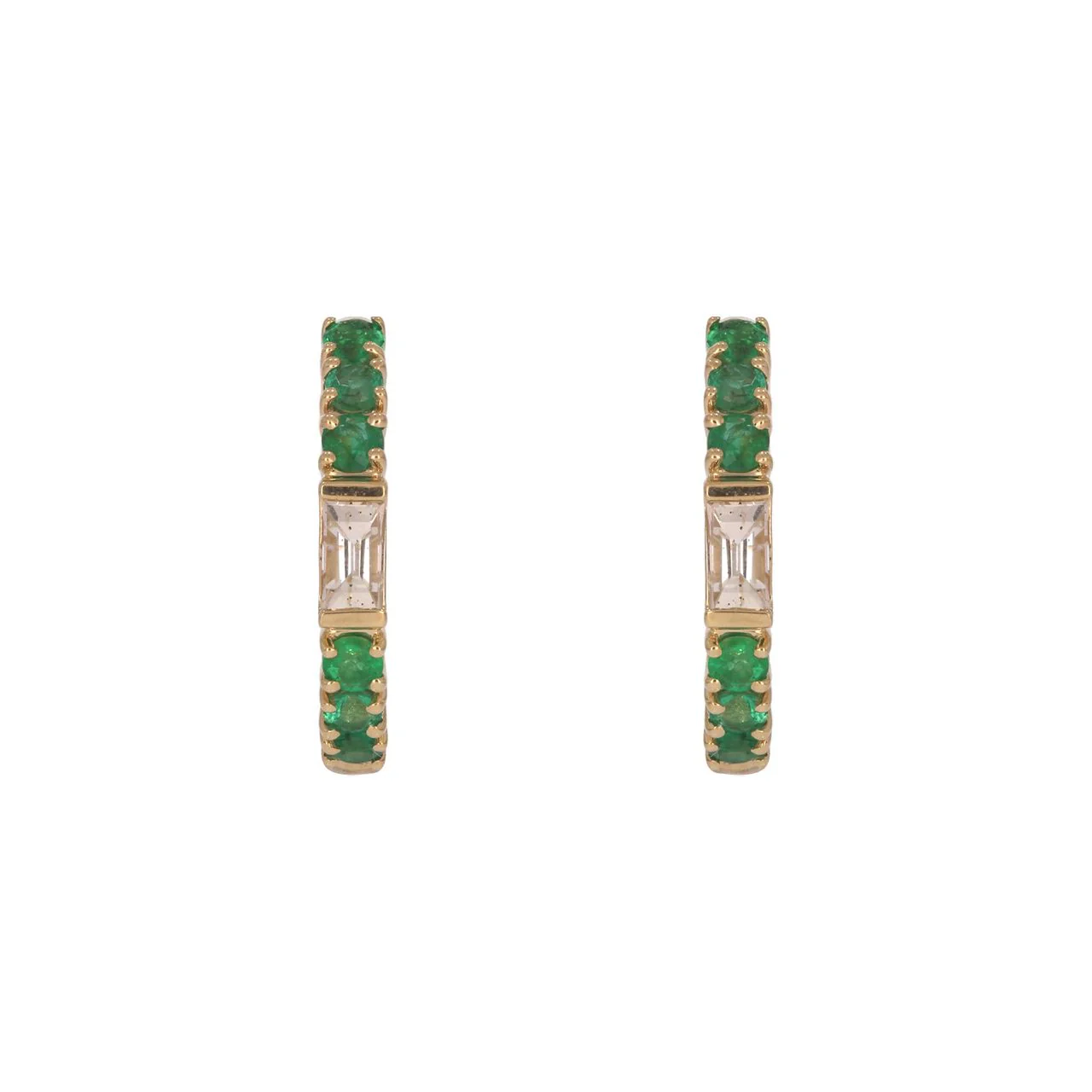 EHE57441. 14K Solid Gold Diamonds and Gemstone Hoops - Image 9