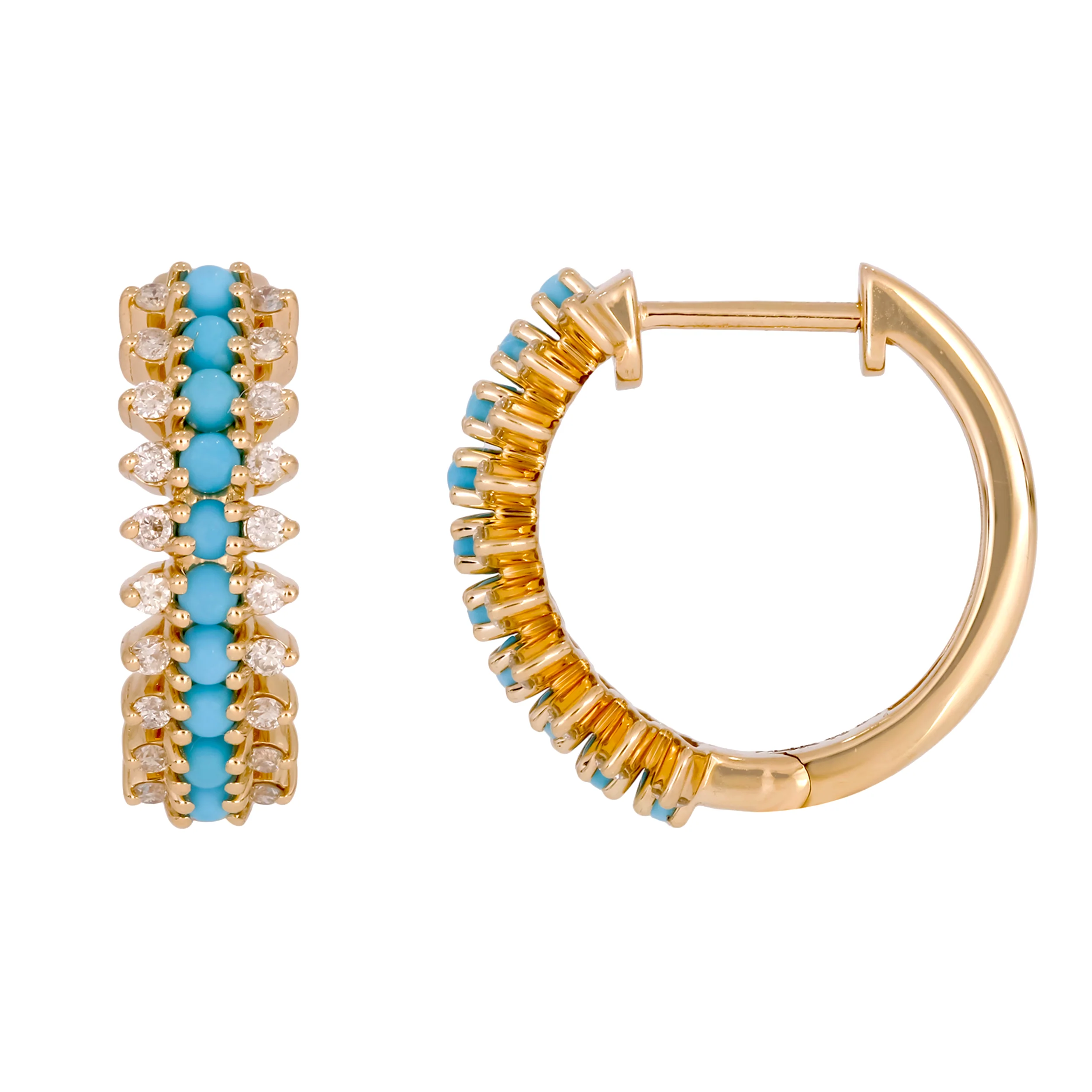 EHF57386. 14k Solid Gold Diamond and Gemstones Dangle Earrings - Image 12