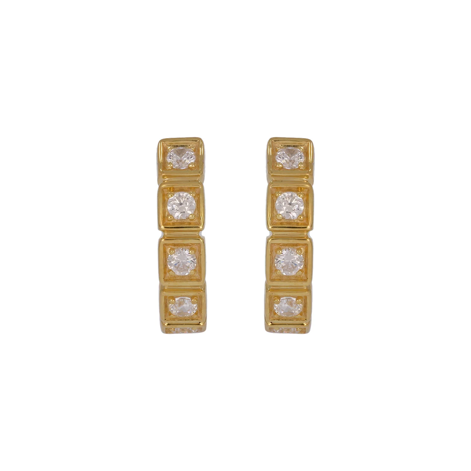 EHF57628. 14K Solid Yellow Gold Diamond Hoop Earrings - Image 2