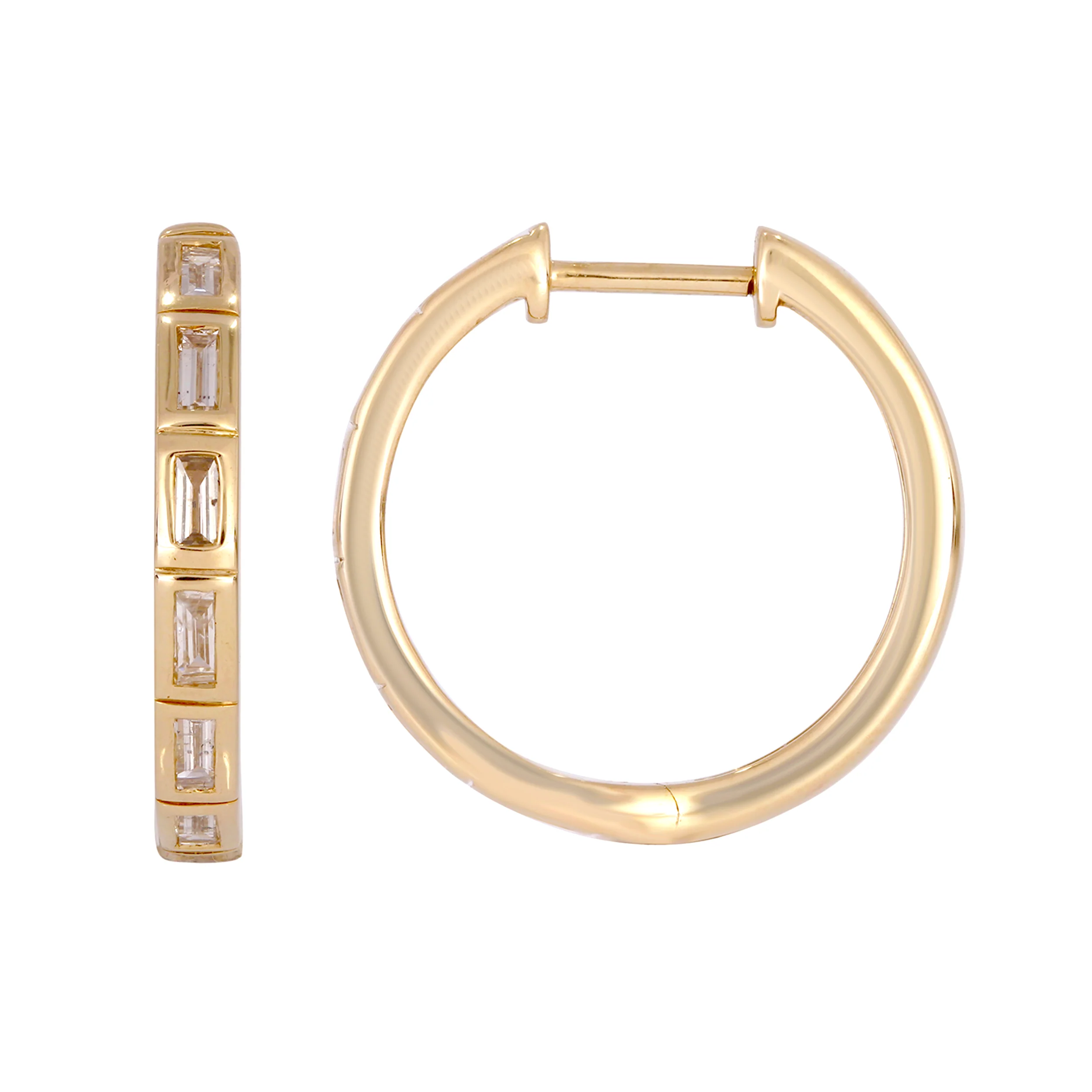 EHG57384. 14k Solid Gold Baguette Hoops - Image 4