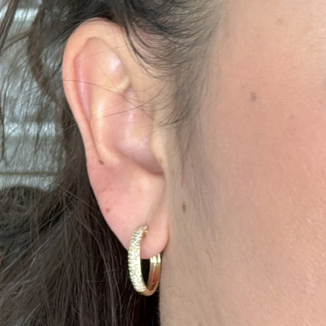 EHH56810. 14k Solid Gold Diamond Hoops - Image 2