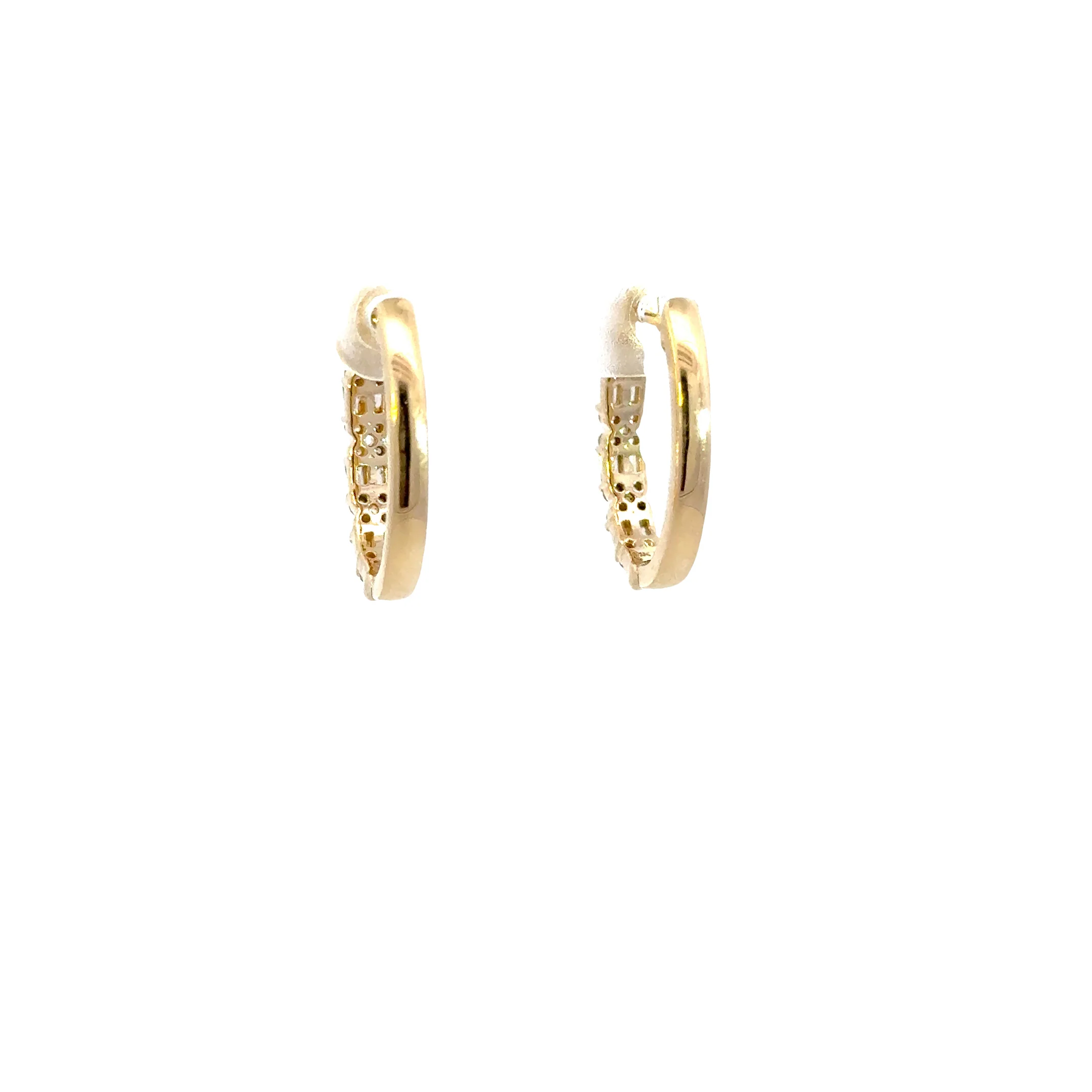 EHH56874. 14k Solid Gold Diamond Baguette Oval Hoops - Image 3