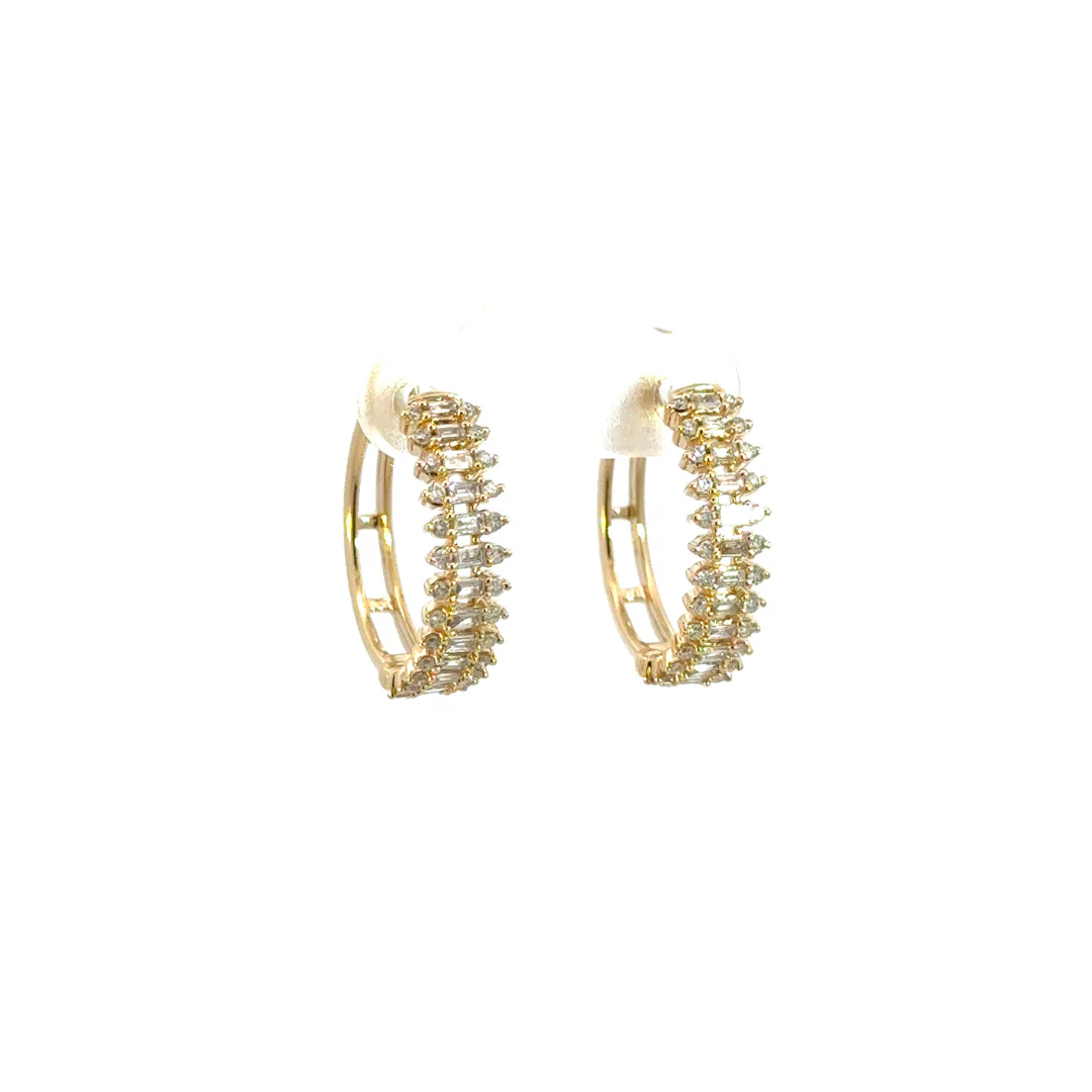 EHJ56873. 14k Solid Gold Diamond Hoops - Image 12