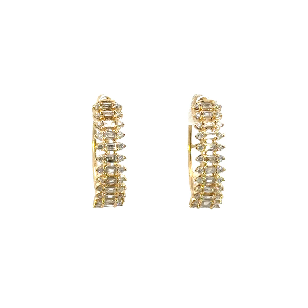 EHJ56873. 14k Solid Gold Diamond Hoops - Image 2